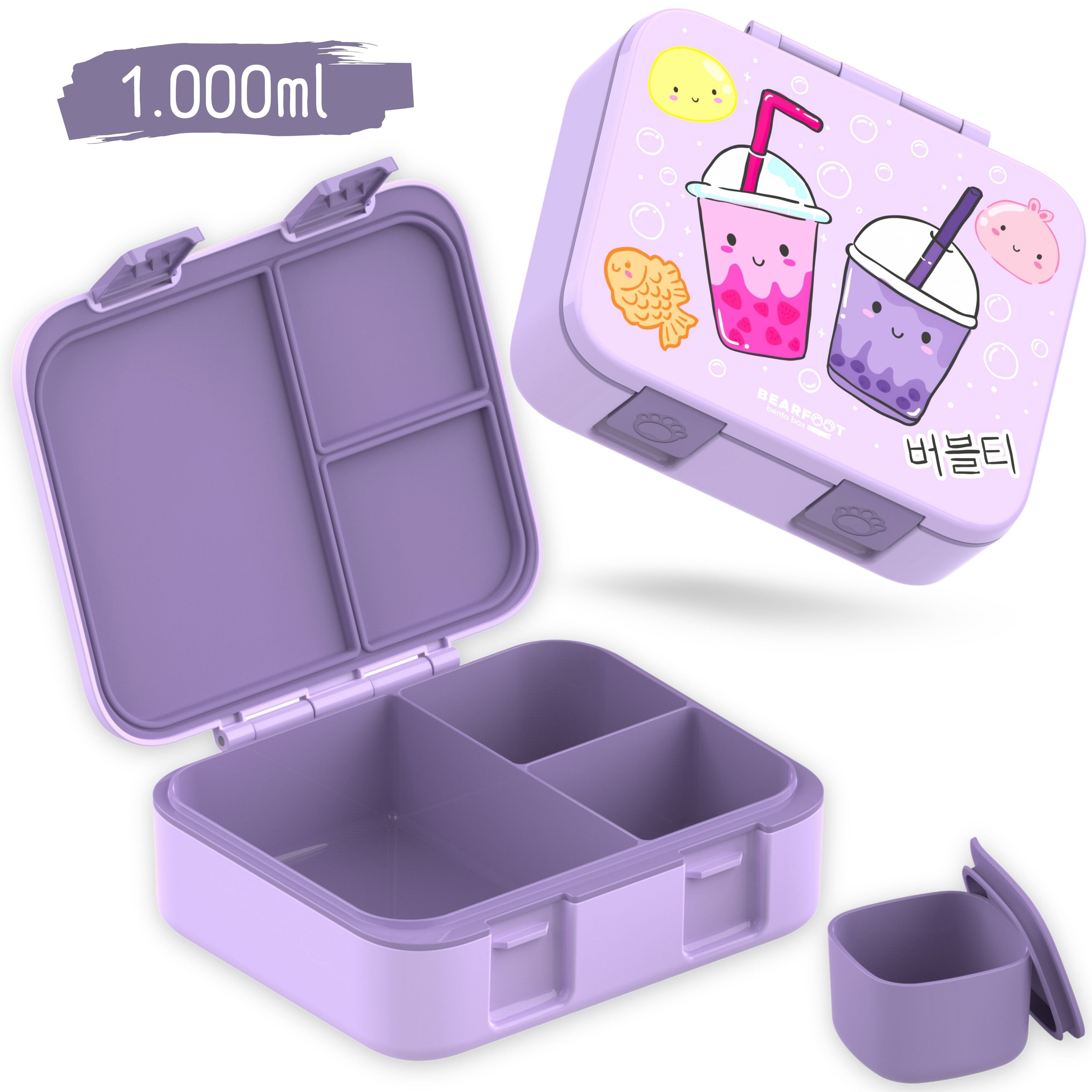 Brotdose mit Fächern, leicht & auslaufsicher-BubbleTea lila