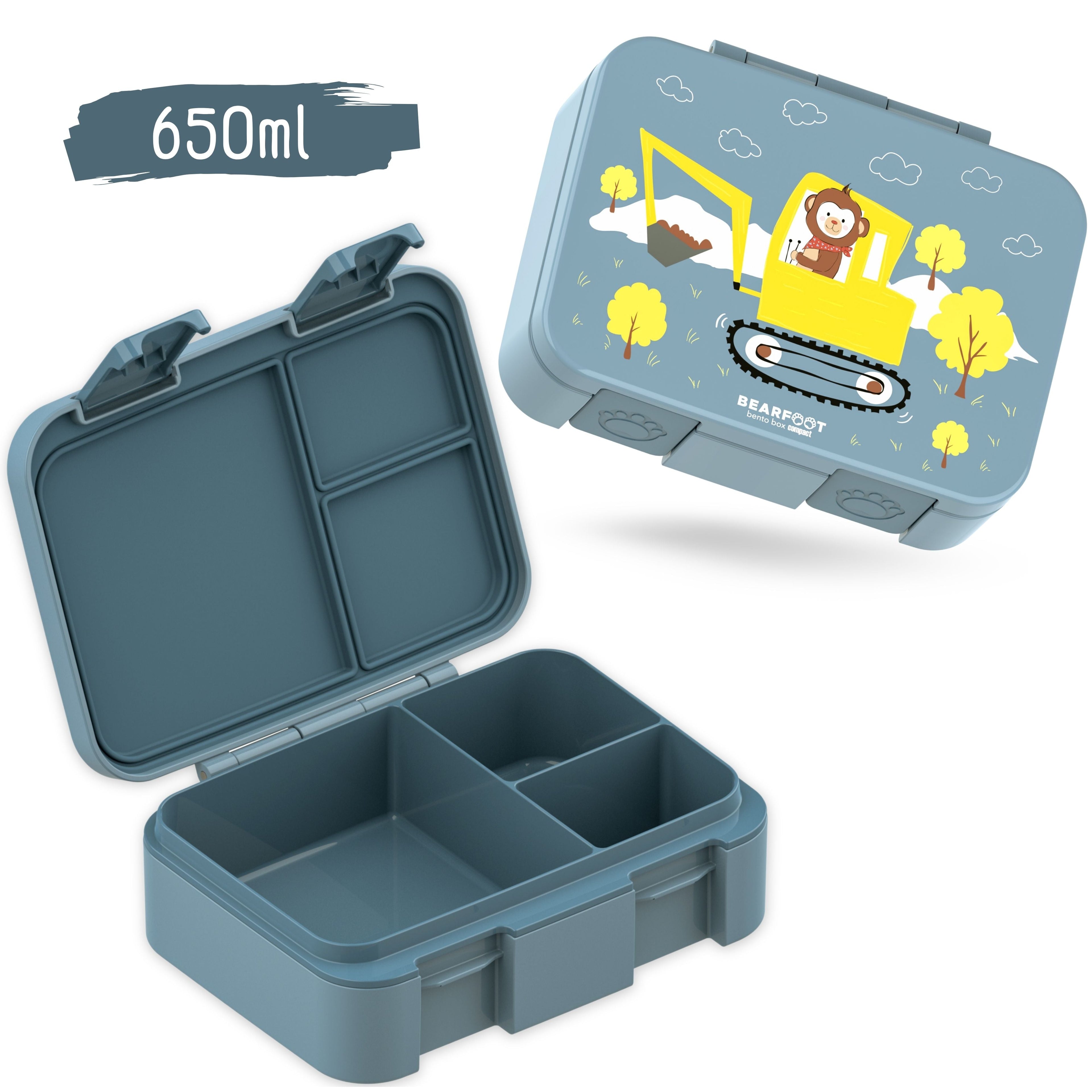 Brotdose mit Fächern, leicht & auslaufsicher - Bagger blau