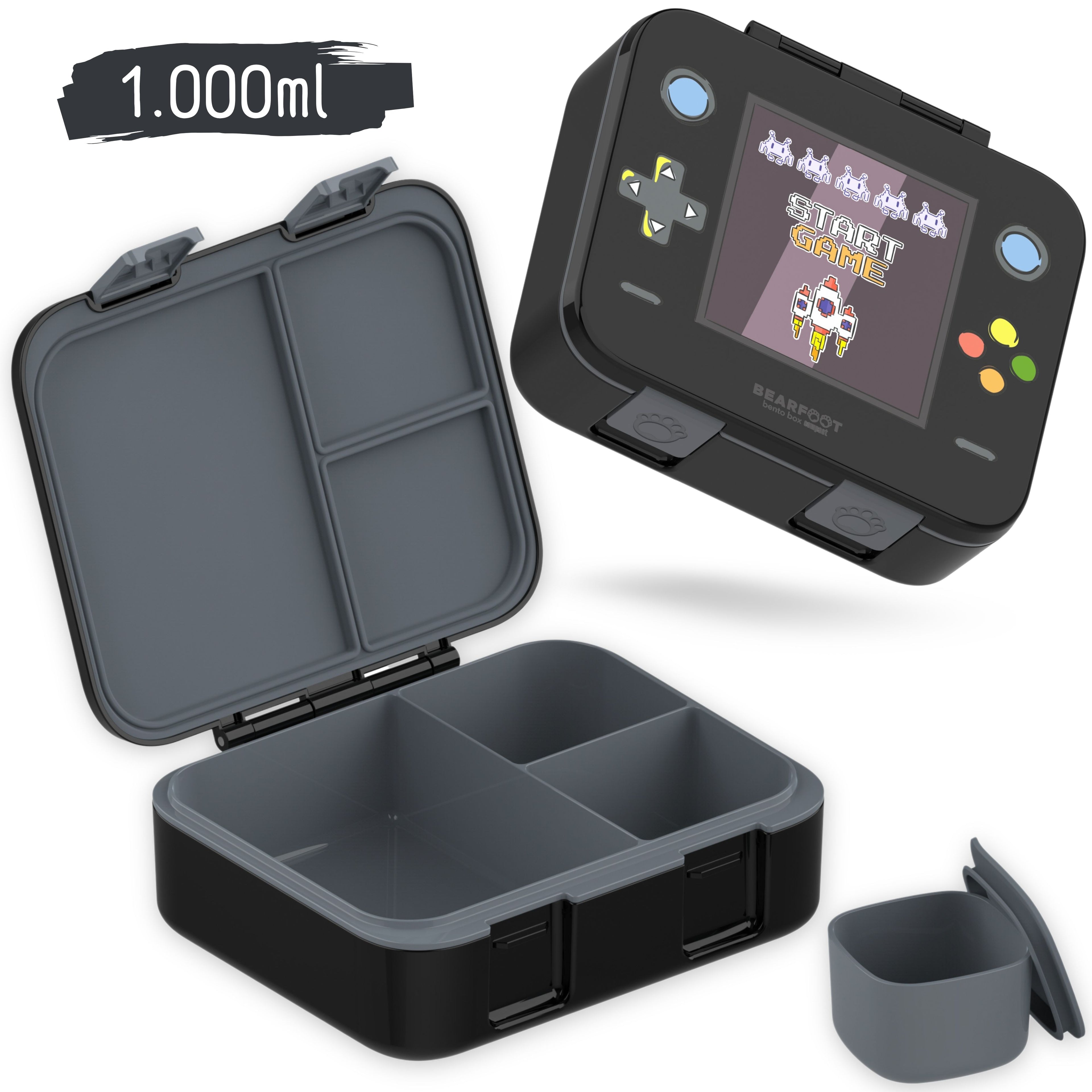 Brotdose mit Fächern, leicht & auslaufsicher - Game schwarz