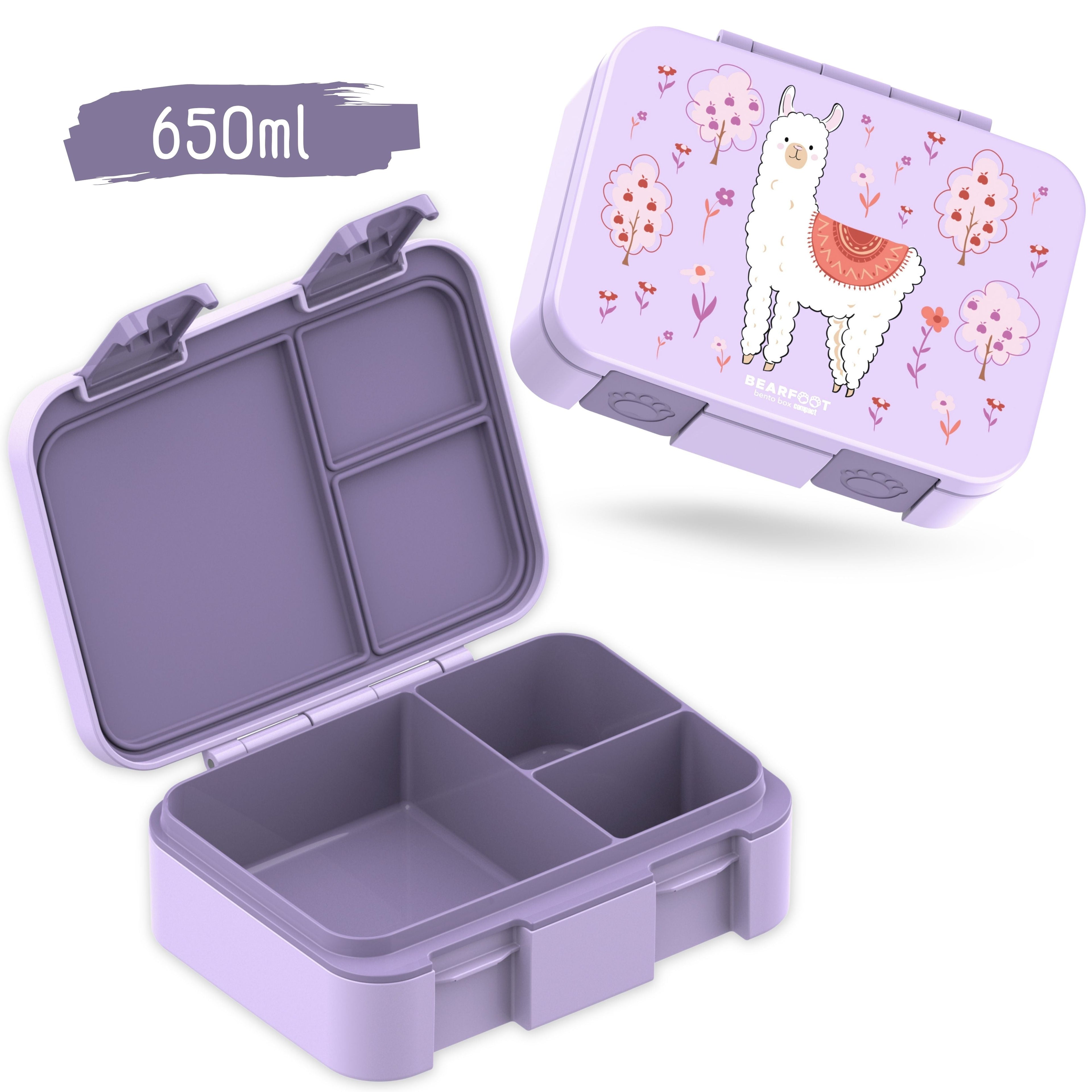 Brotdose mit Fächern, leicht & auslaufsicher - Lama lila