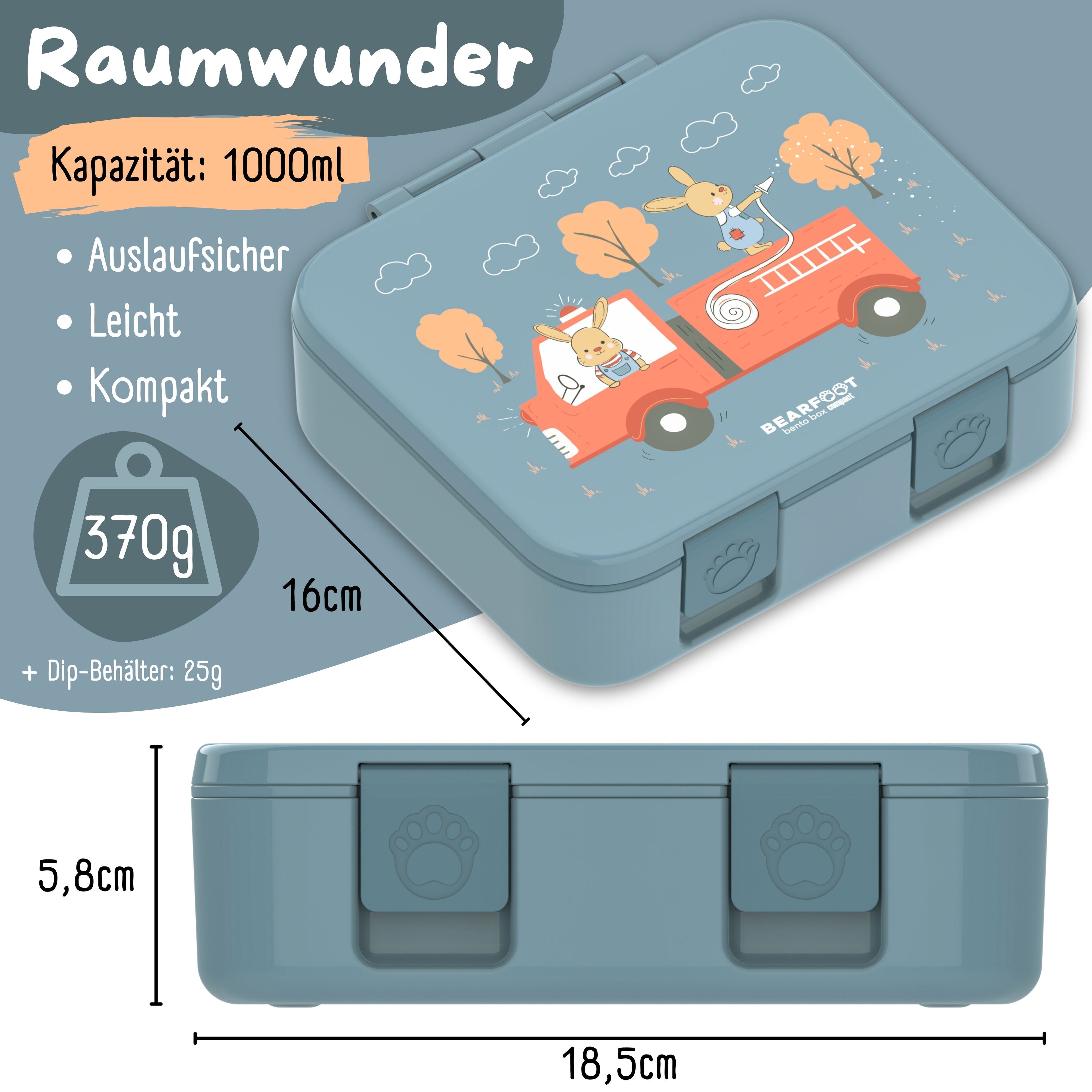 Brotdose mit Fächern, leicht & auslaufsicher - Feuerwehr