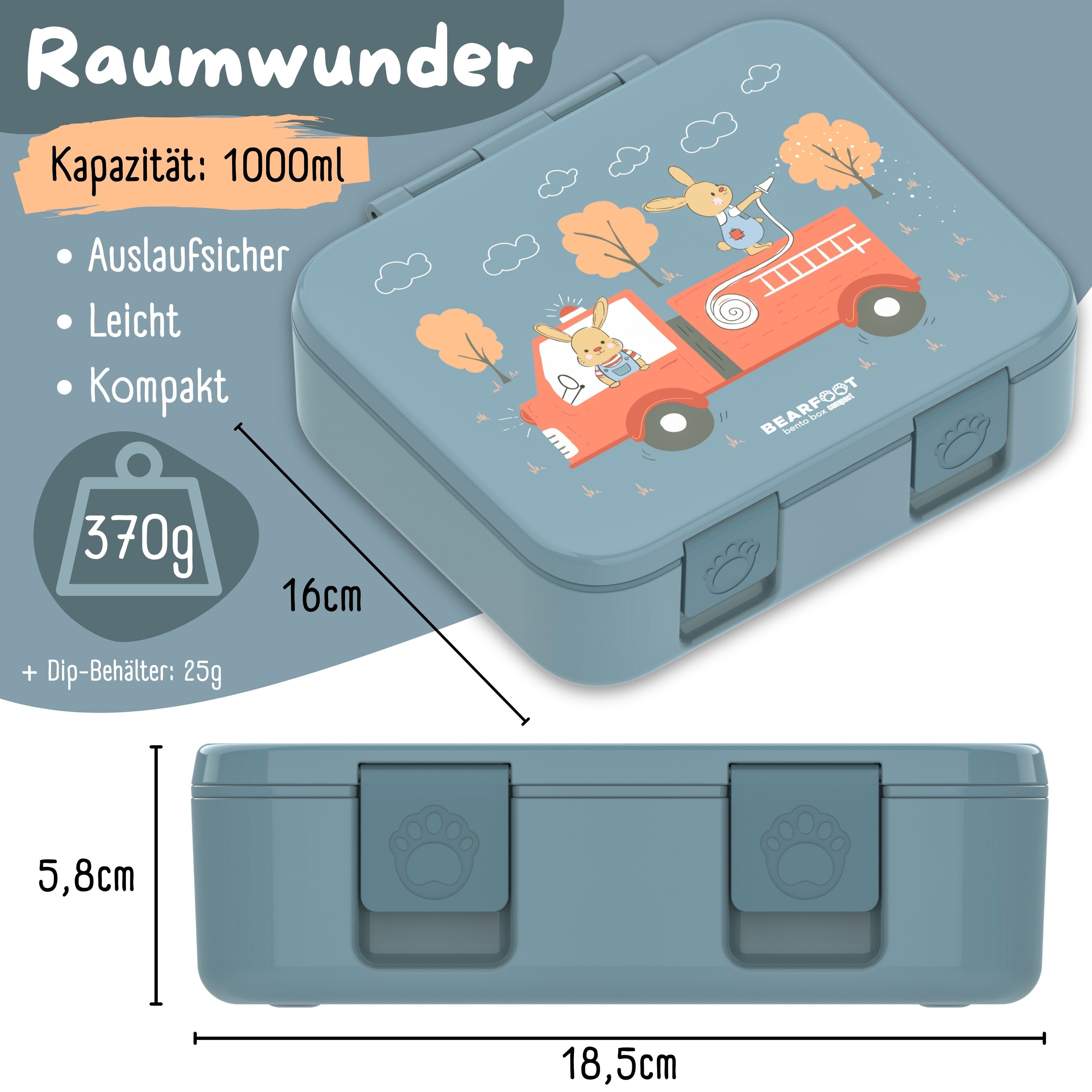 Brotdose mit Fächern, leicht & auslaufsicher - Feuerwehr