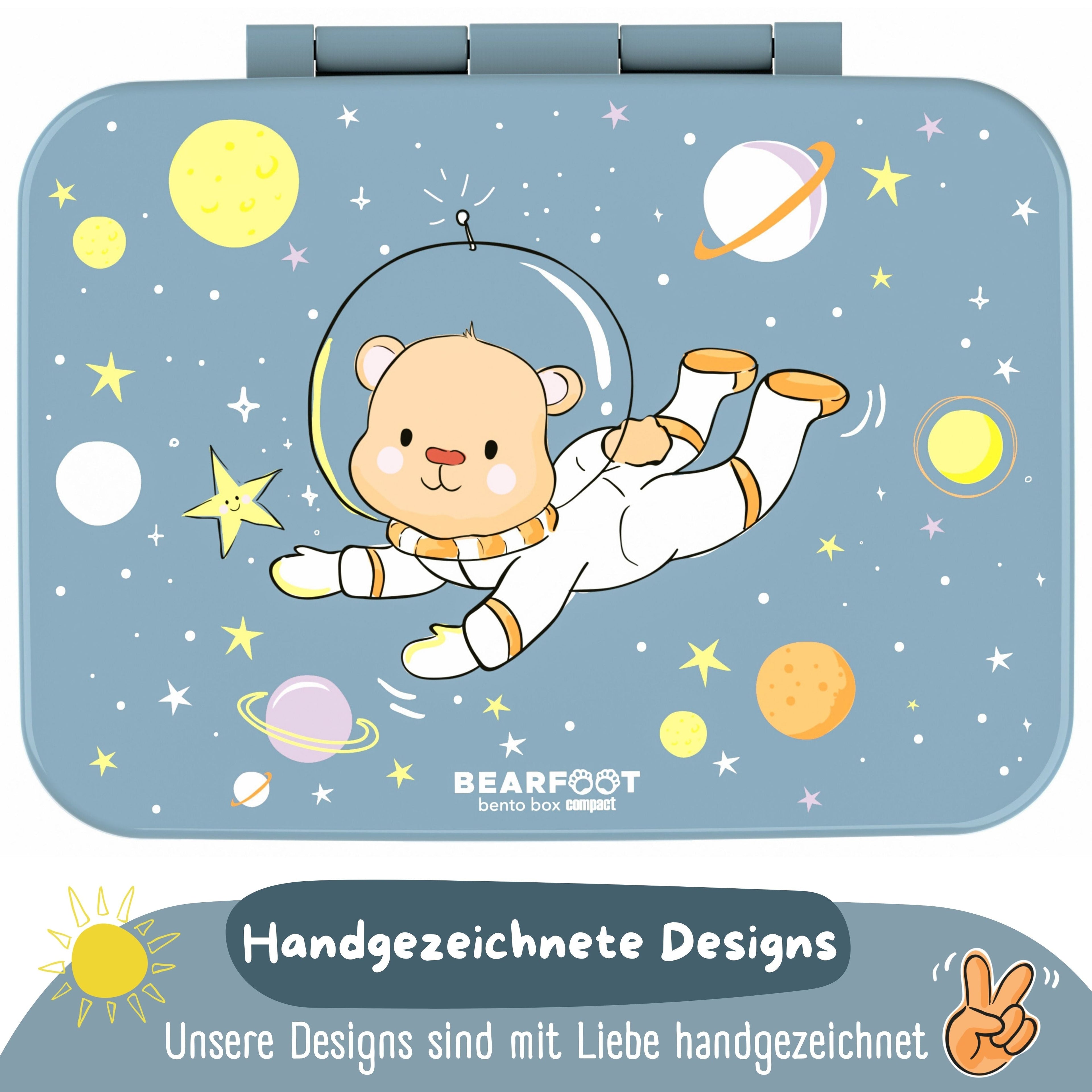 Brotdose mit Fächern, leicht & auslaufsicher - Bär blau