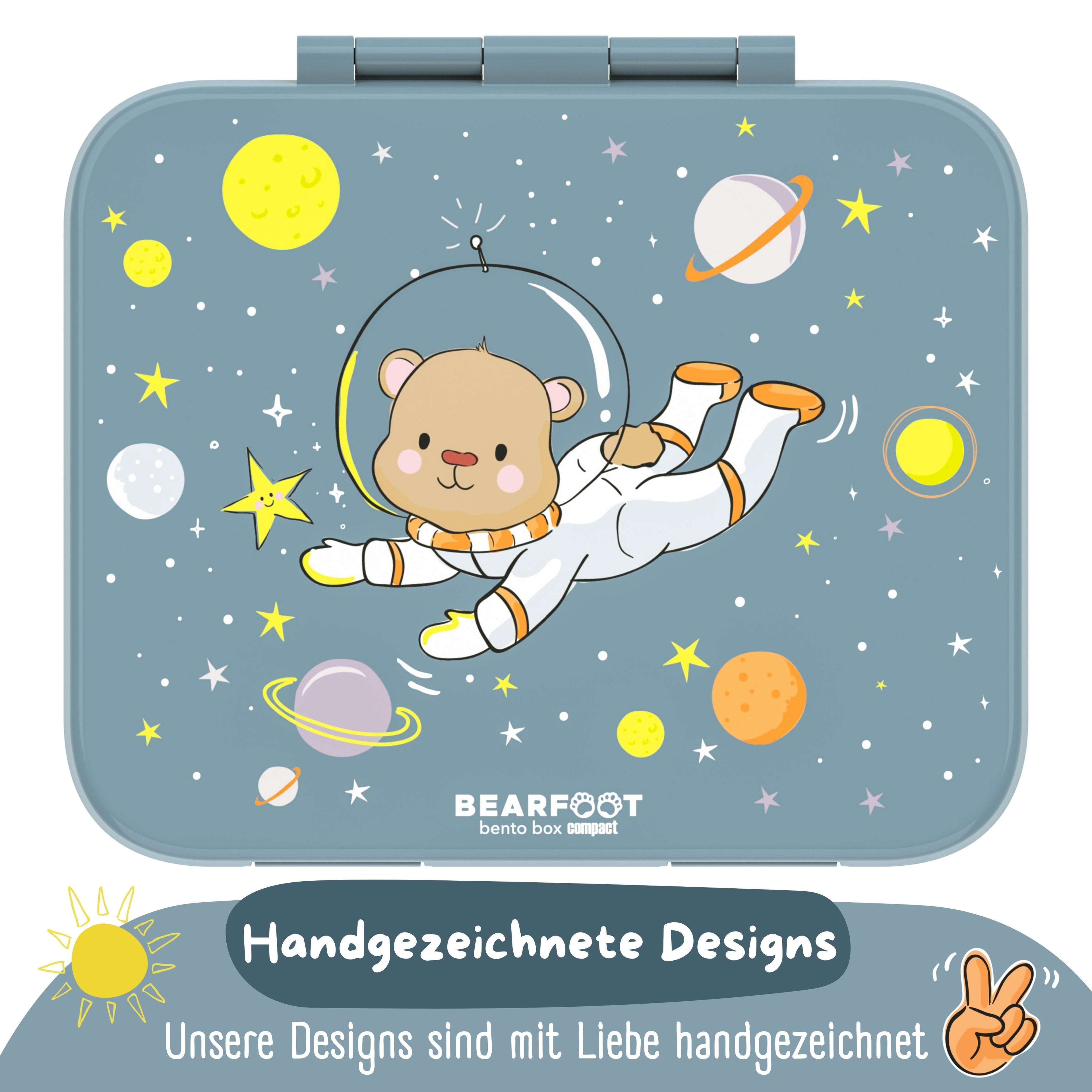 Brotdose mit Fächern, leicht & auslaufsicher - Bär blau