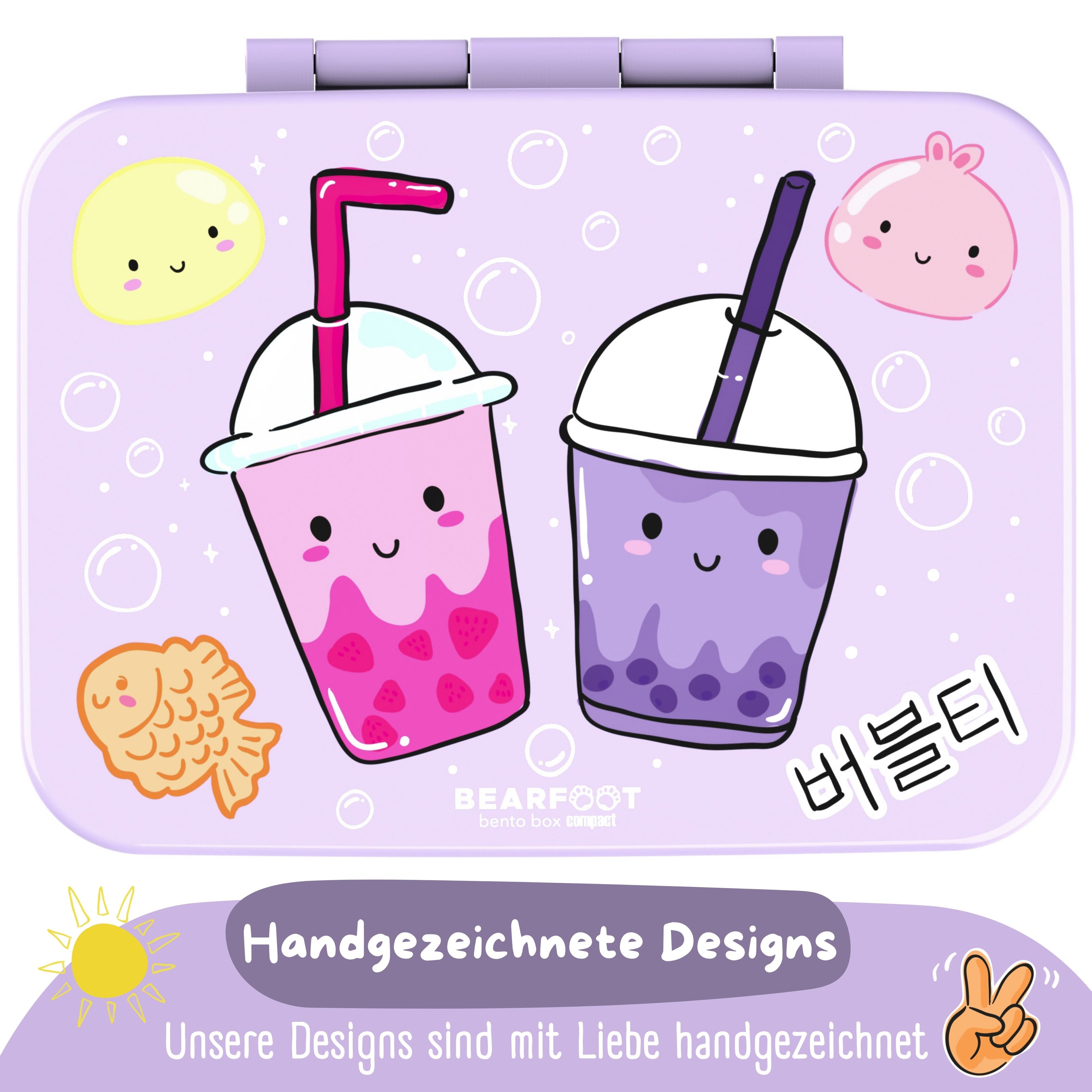 Brotdose mit Fächern, leicht & auslaufsicher-BubbleTea lila