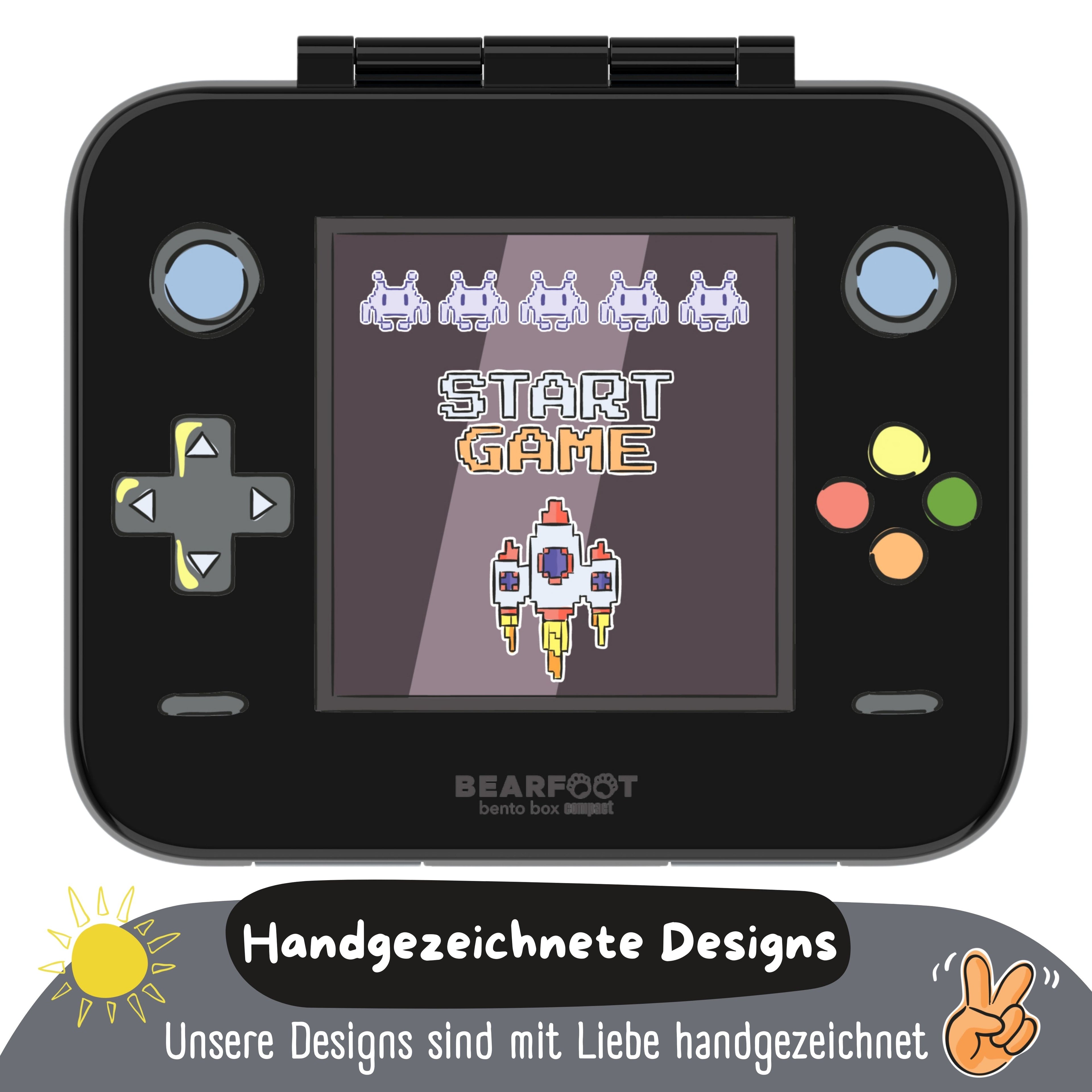 Brotdose mit Fächern, leicht & auslaufsicher - Game schwarz