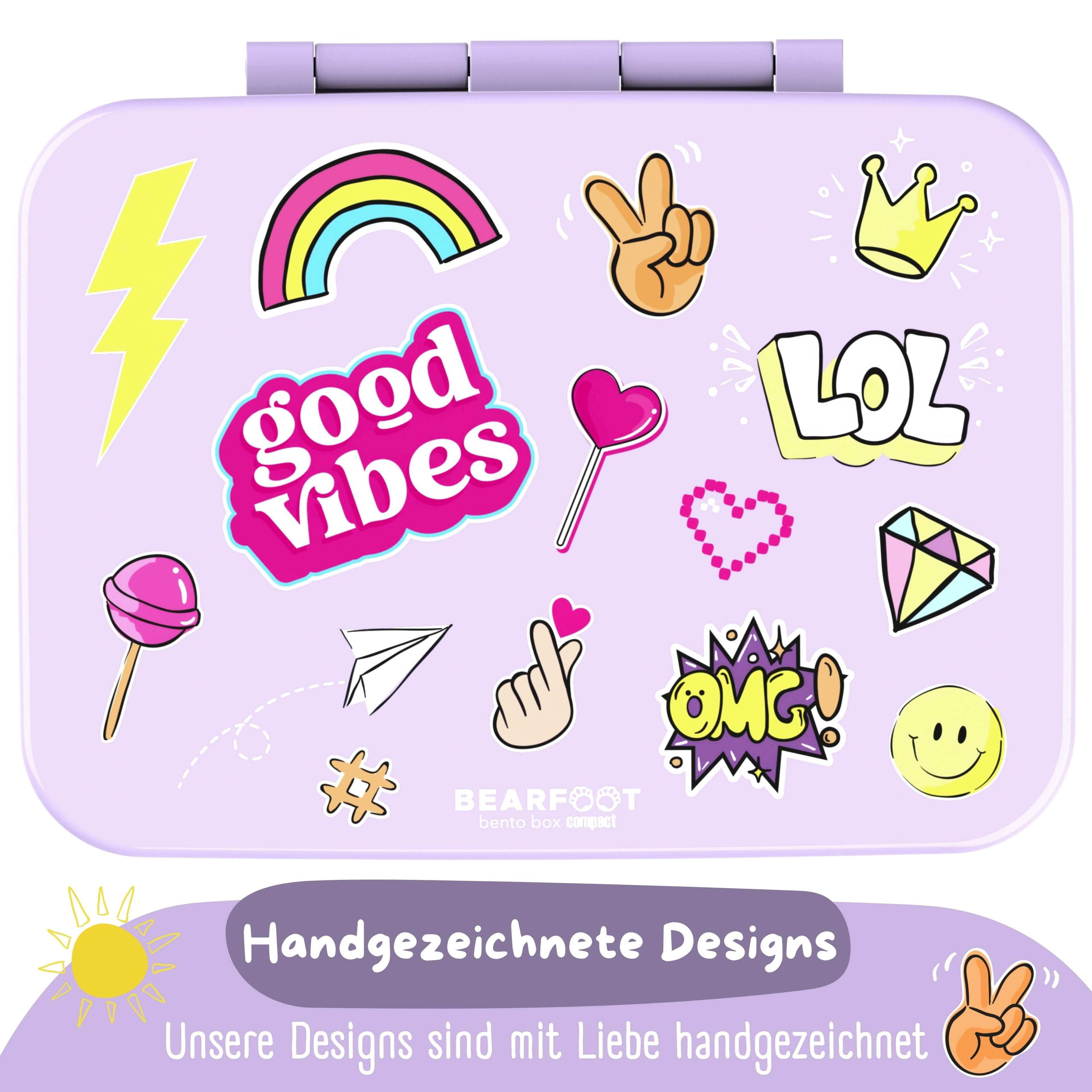 Brotdose mit Fächern, leicht & auslaufsicher - Sticker lila