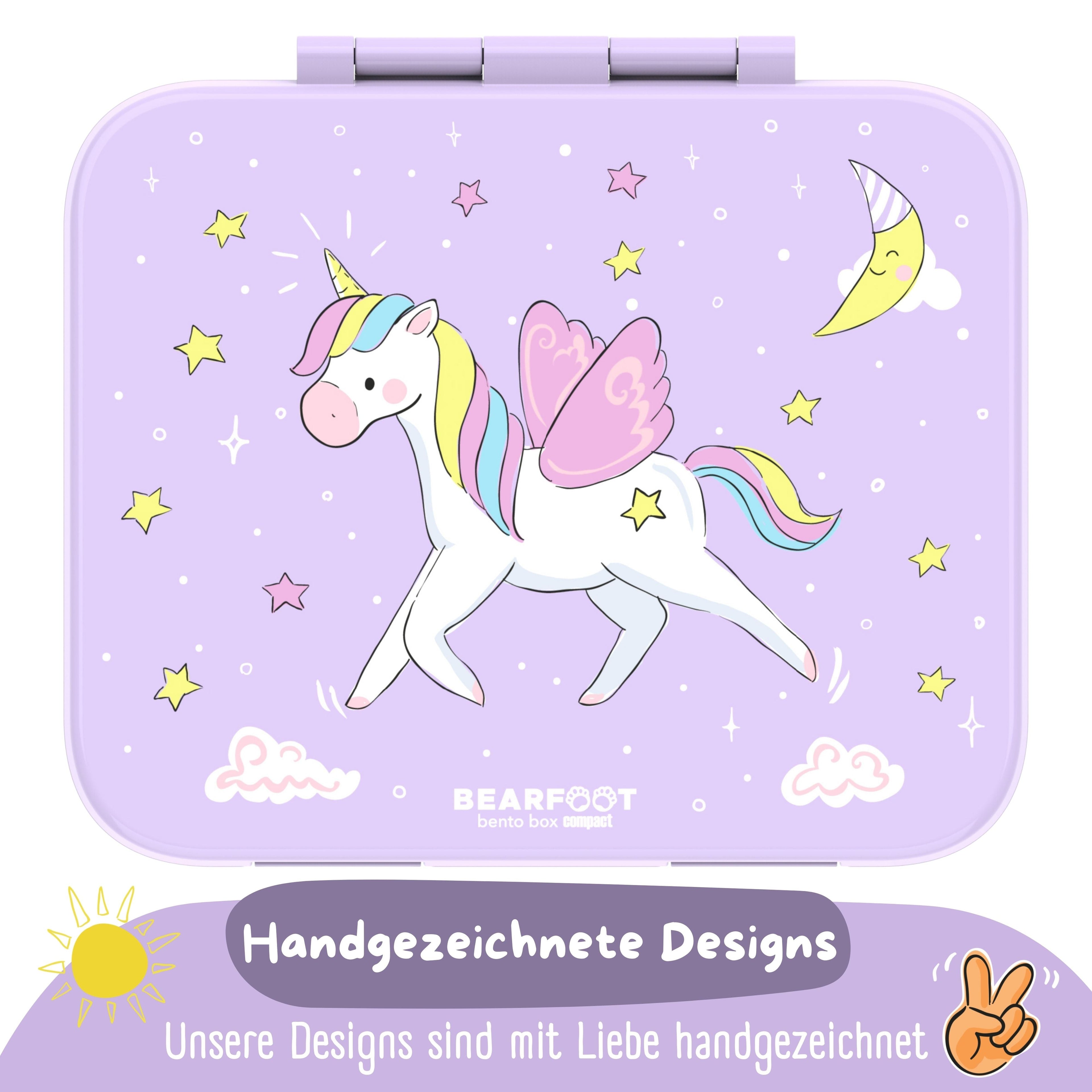 Brotdose mit Fächern, leicht & auslaufsicher - Einhorn lila