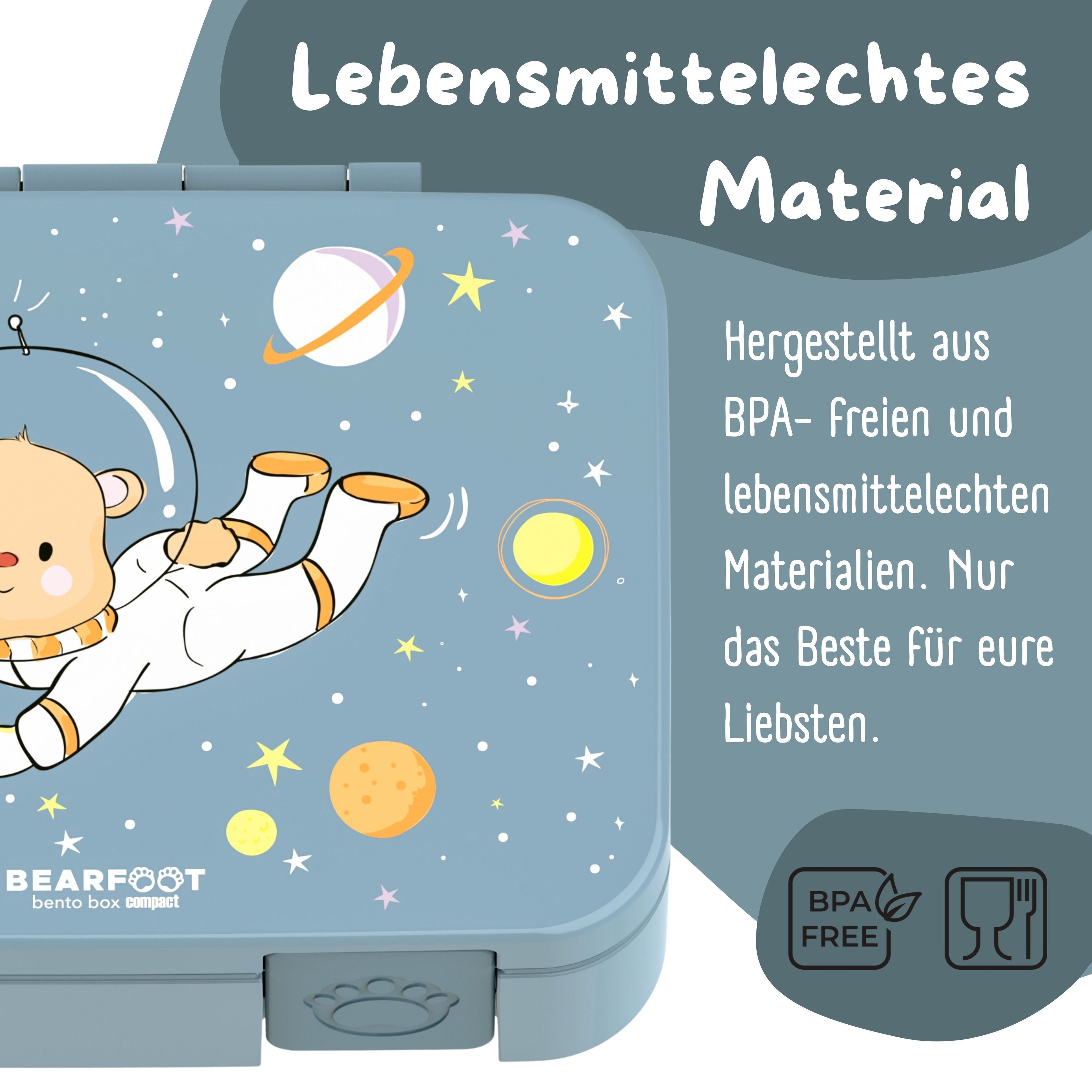 Brotdose mit Fächern, leicht & auslaufsicher - Bär blau