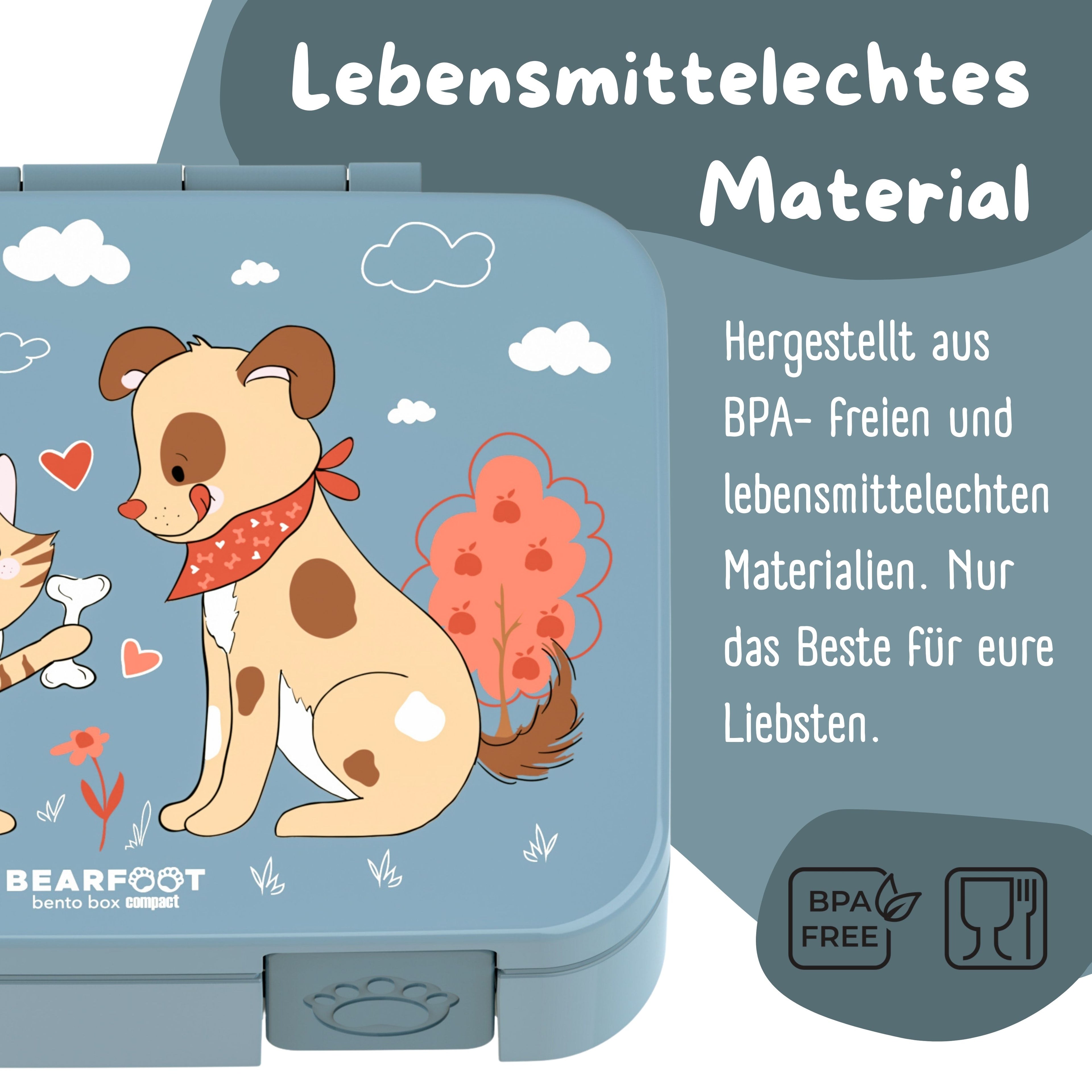 Brotdose mit Fächern, leicht & auslaufsicher - Hund & Katze