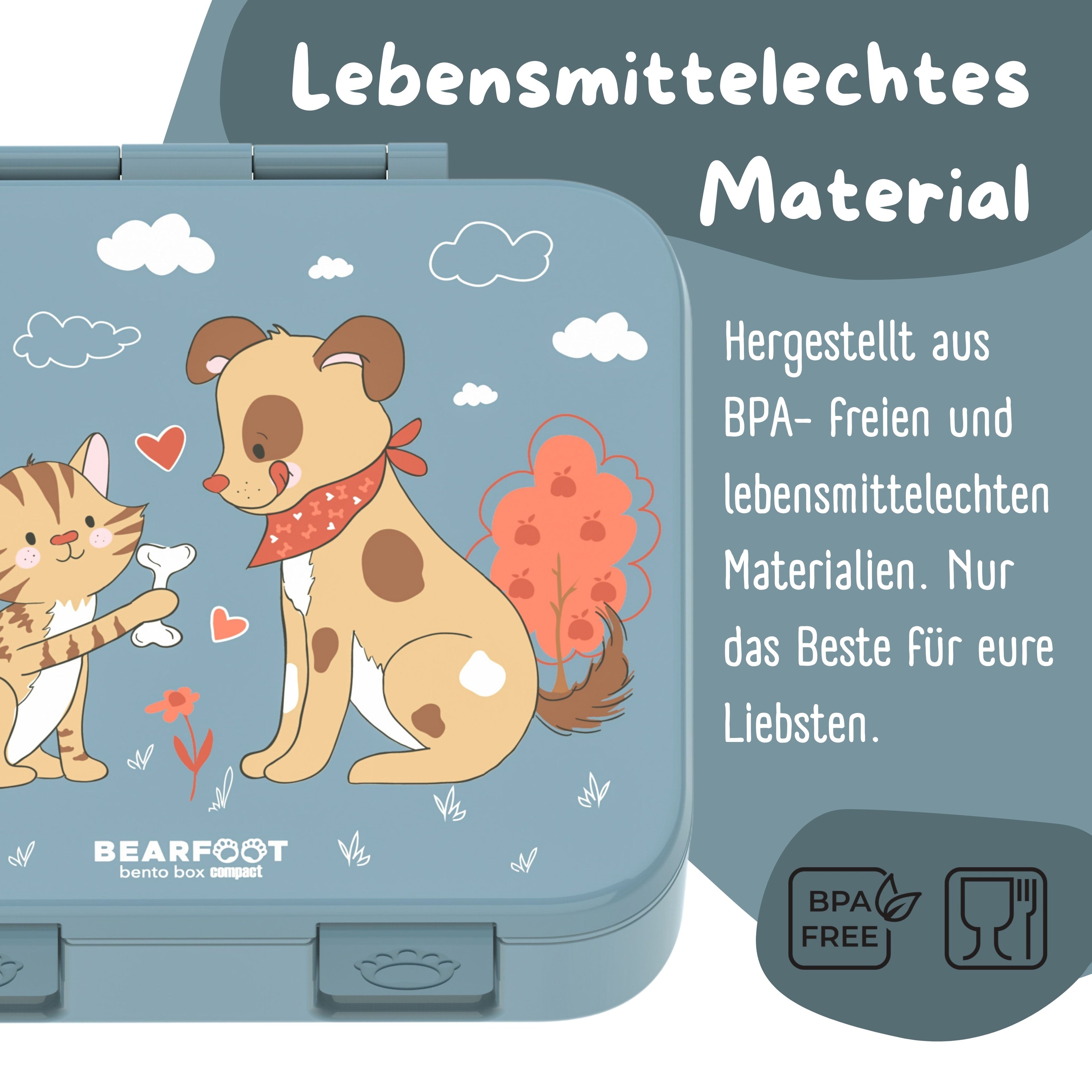 Brotdose mit Fächern, leicht & auslaufsicher - Hund & Katze