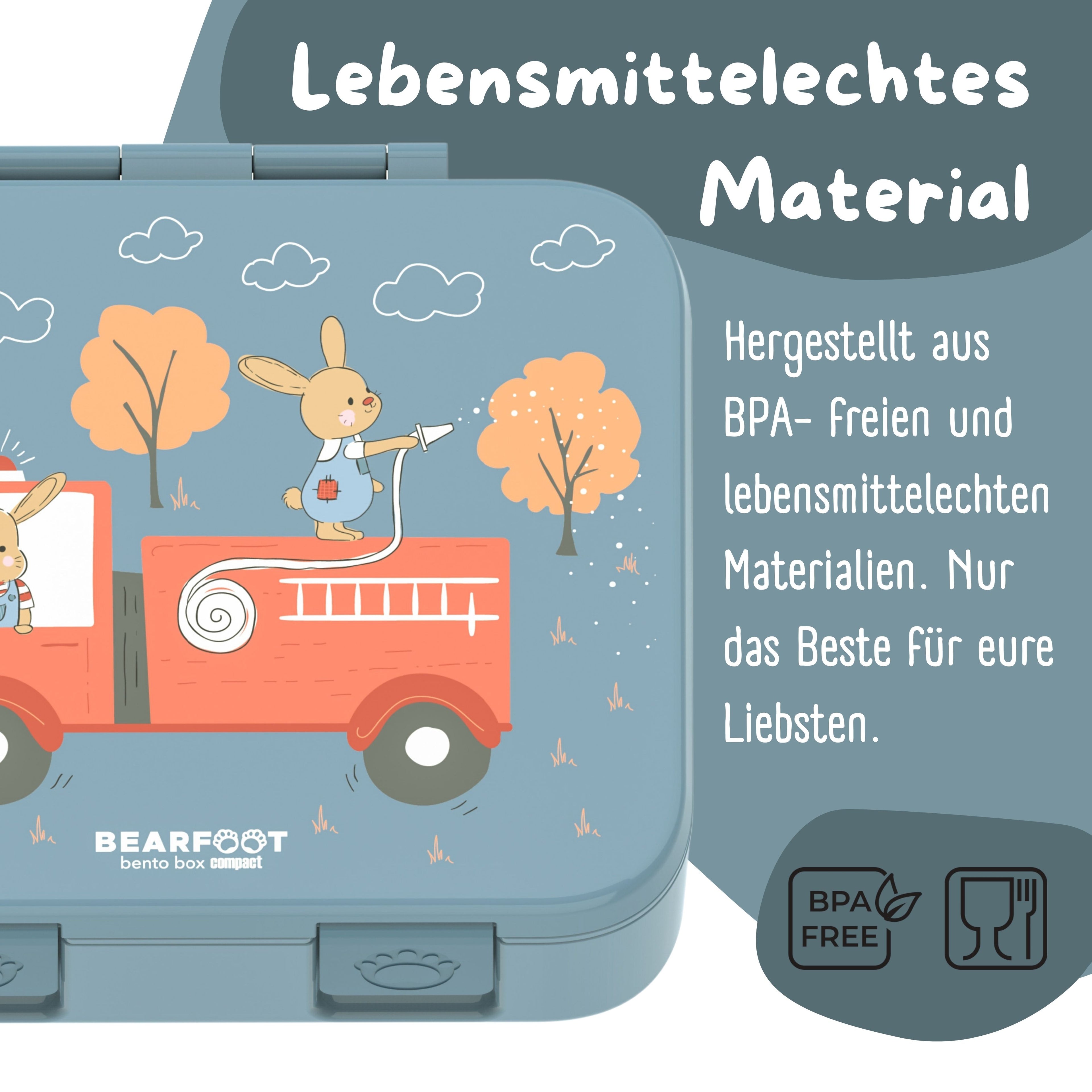 Brotdose mit Fächern, leicht & auslaufsicher - Feuerwehr