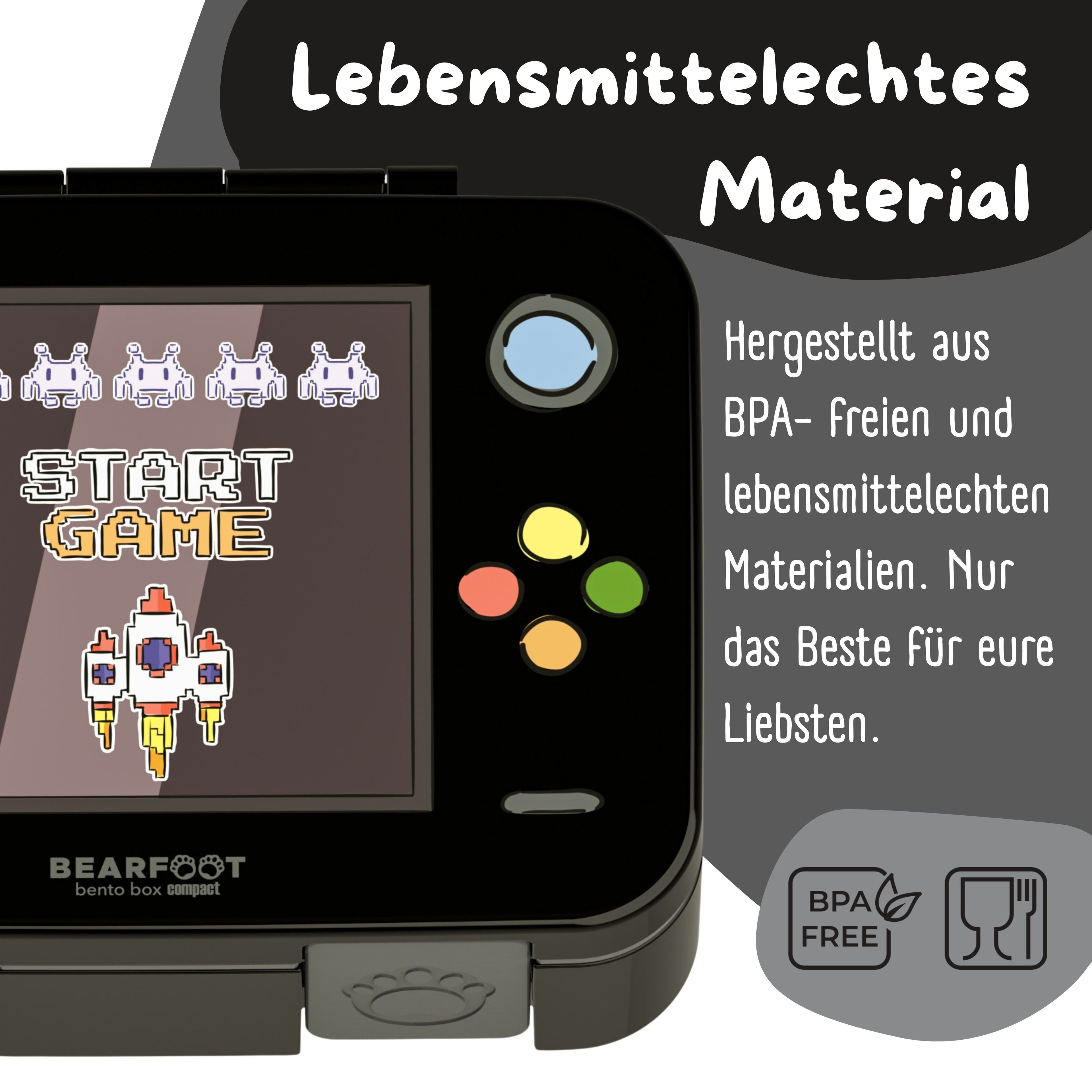 Brotdose mit Fächern, leicht & auslaufsicher - Game schwarz