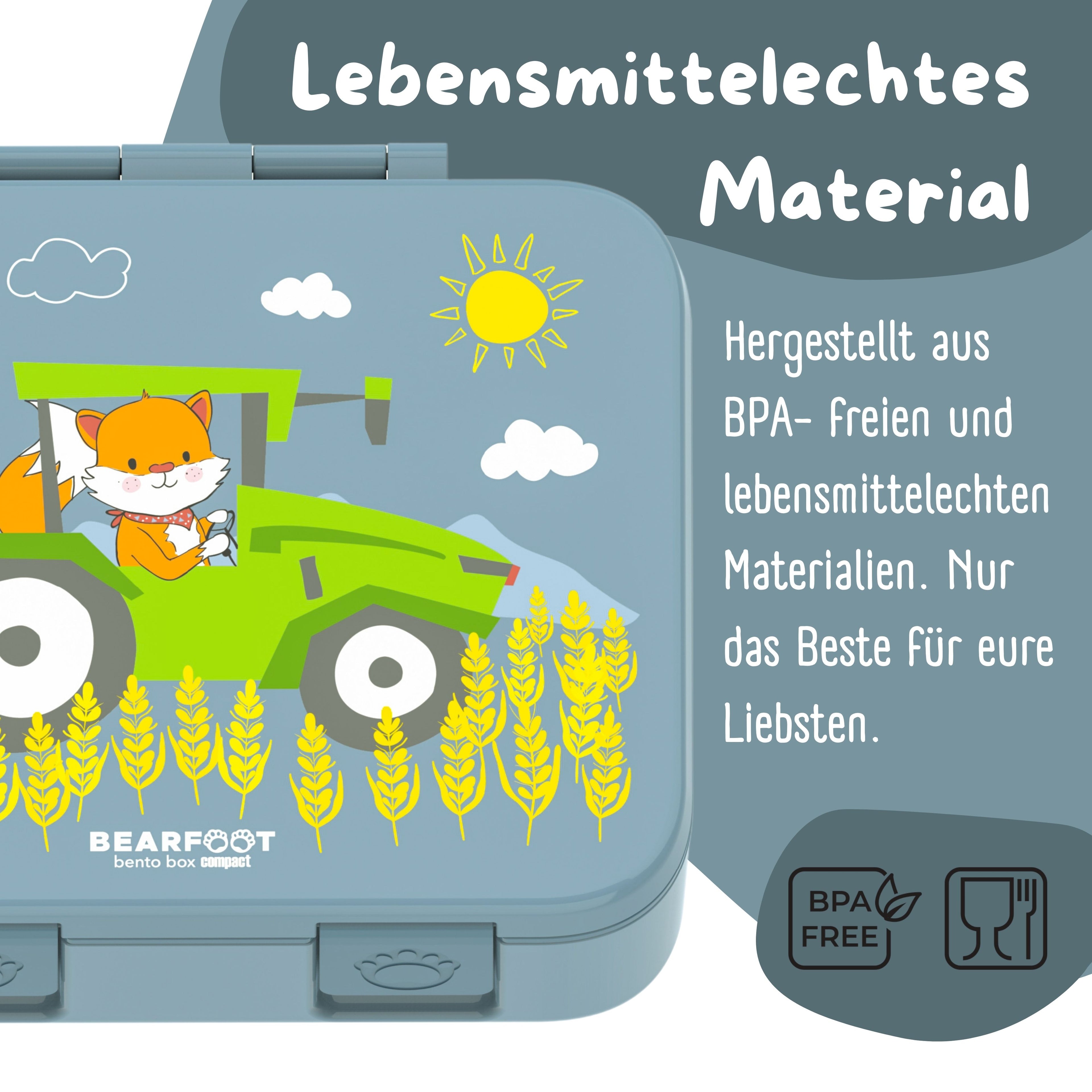 Brotdose mit Fächern, leicht & auslaufsicher - Traktor