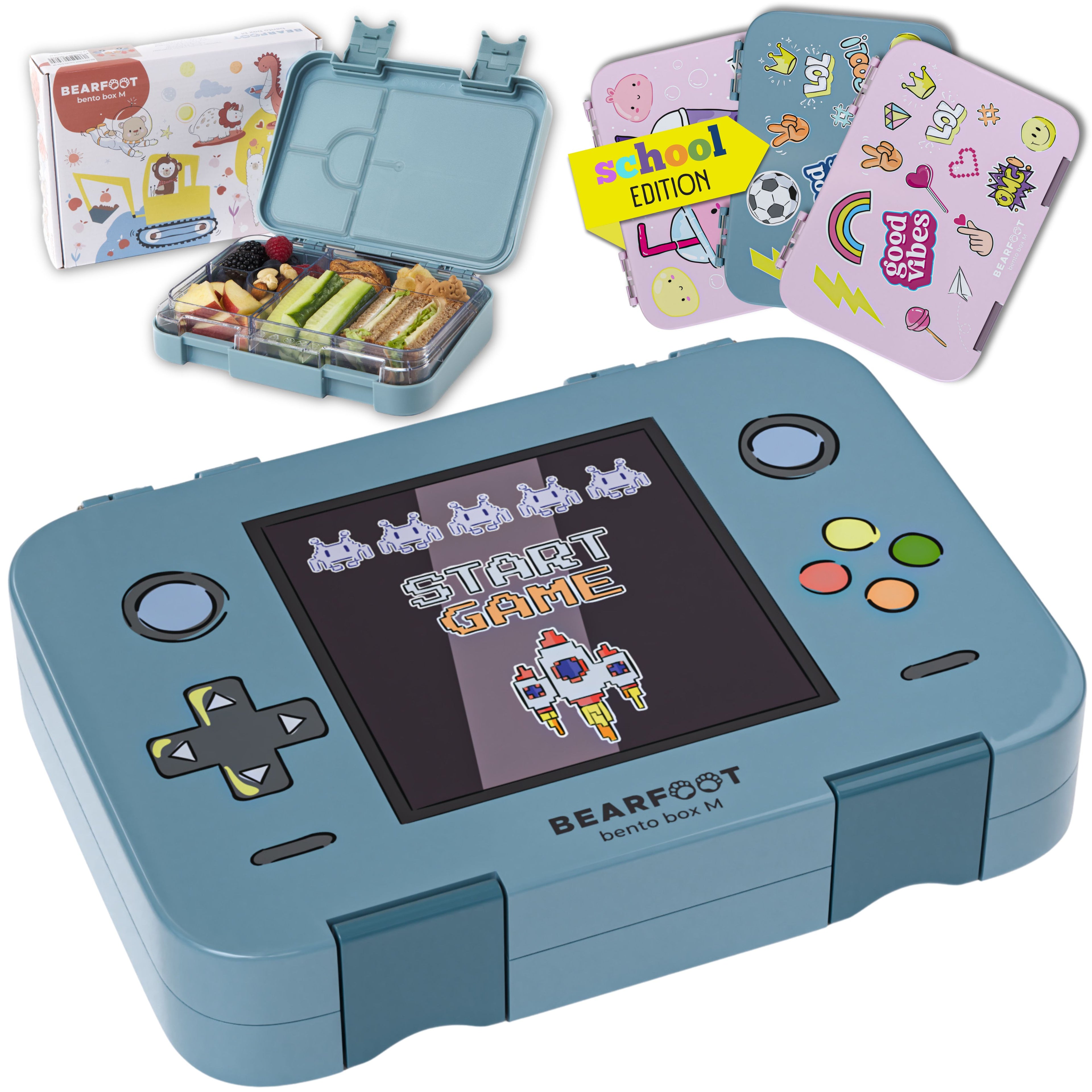 Brotdose Kinder mit Fächern, Lunchbox, Bento box - Game