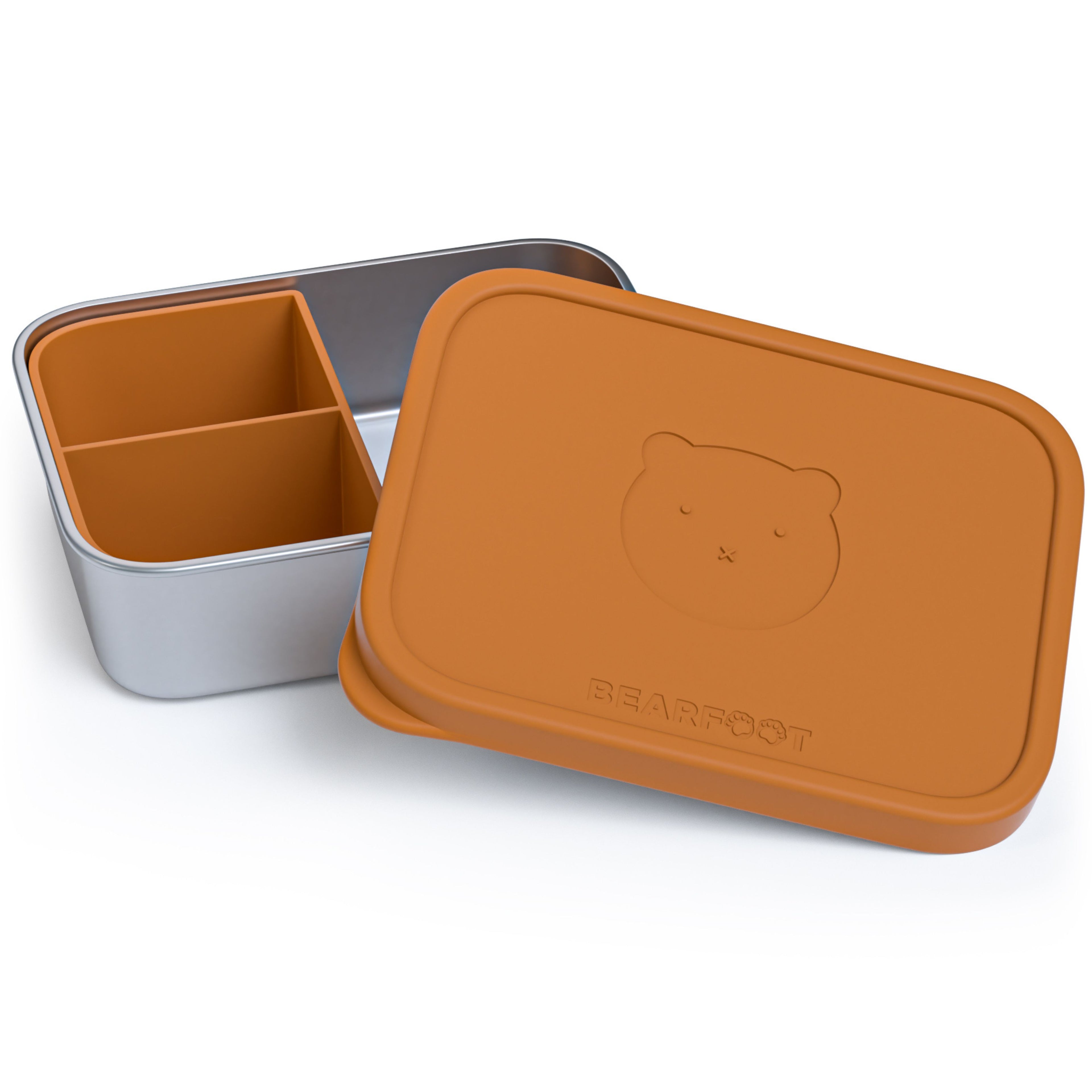 Brotdose Kinder Edelstahl mit Silikoneinsatz - Braun