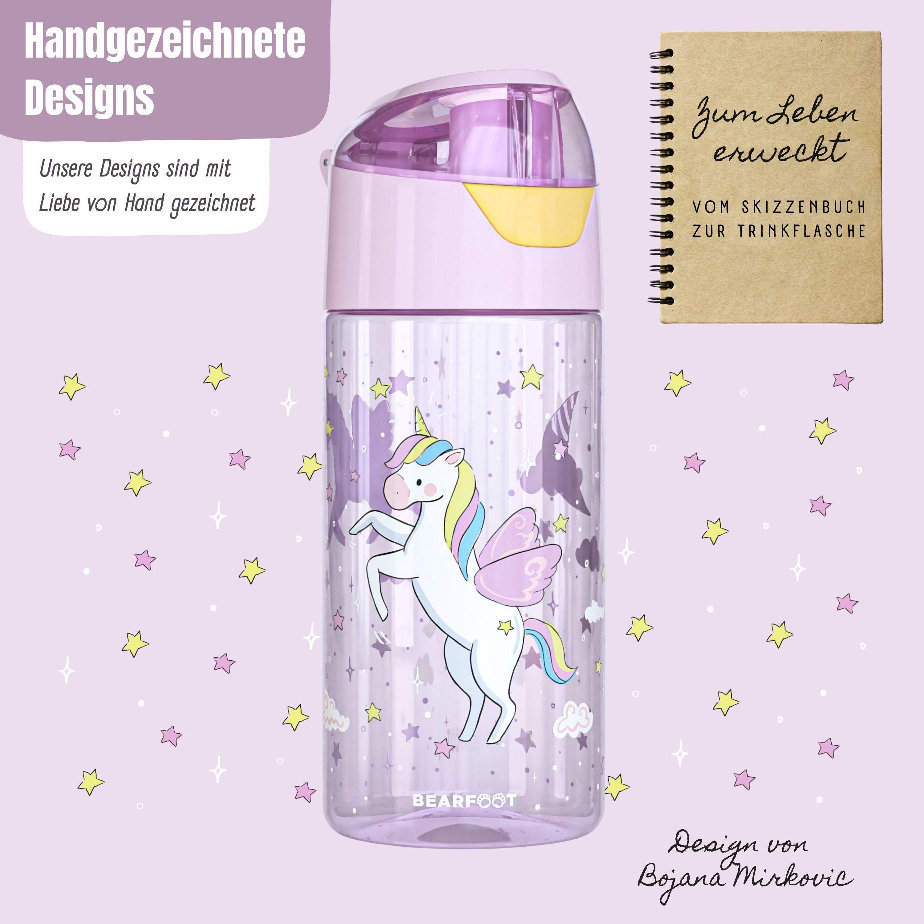 Kinderwaterfles, lichtgewicht waterfles - eenhoorn