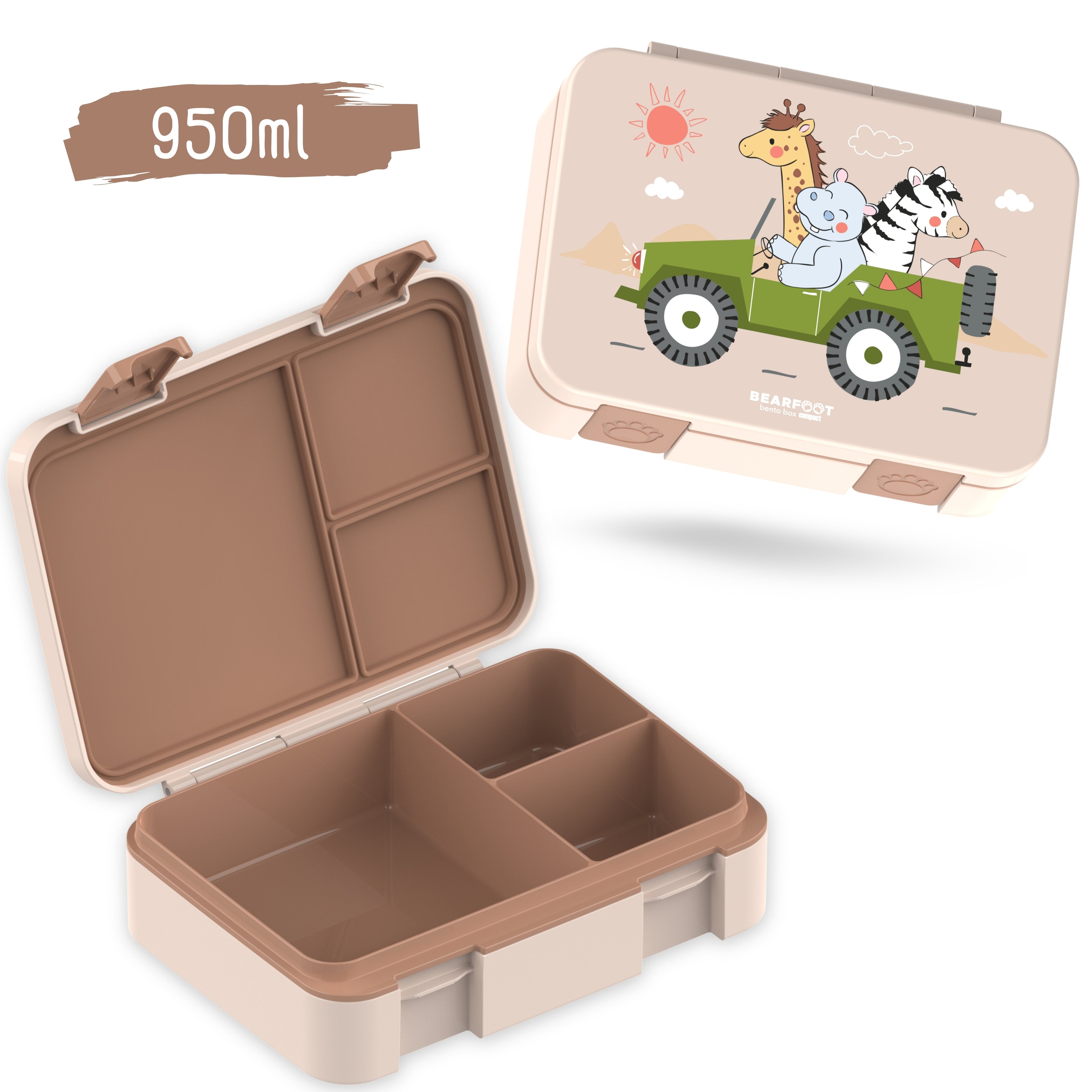 Brotdose mit Fächern, leicht & auslaufsicher - Safari braun