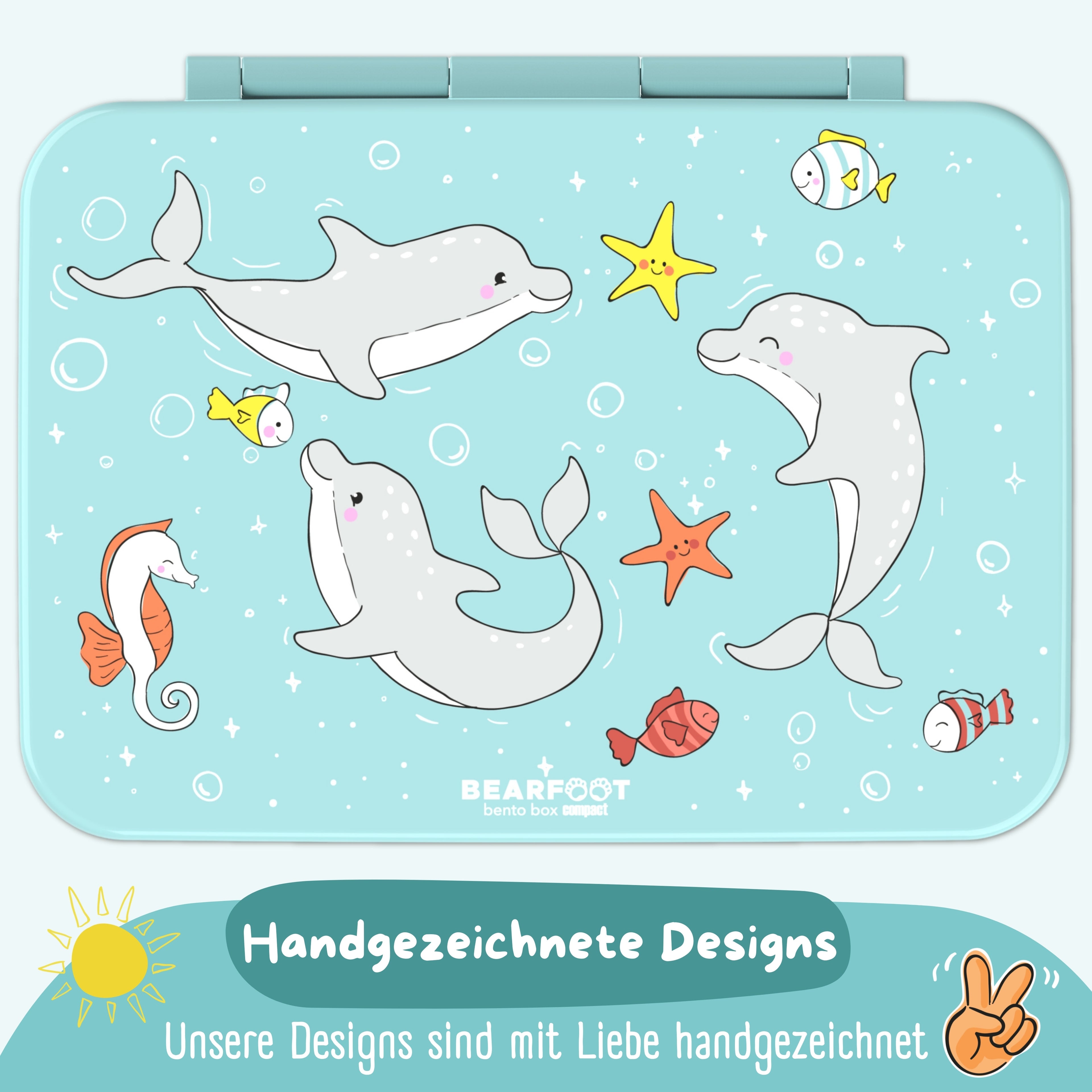 Brotdose mit Fächern, leicht & auslaufsicher - Delfin