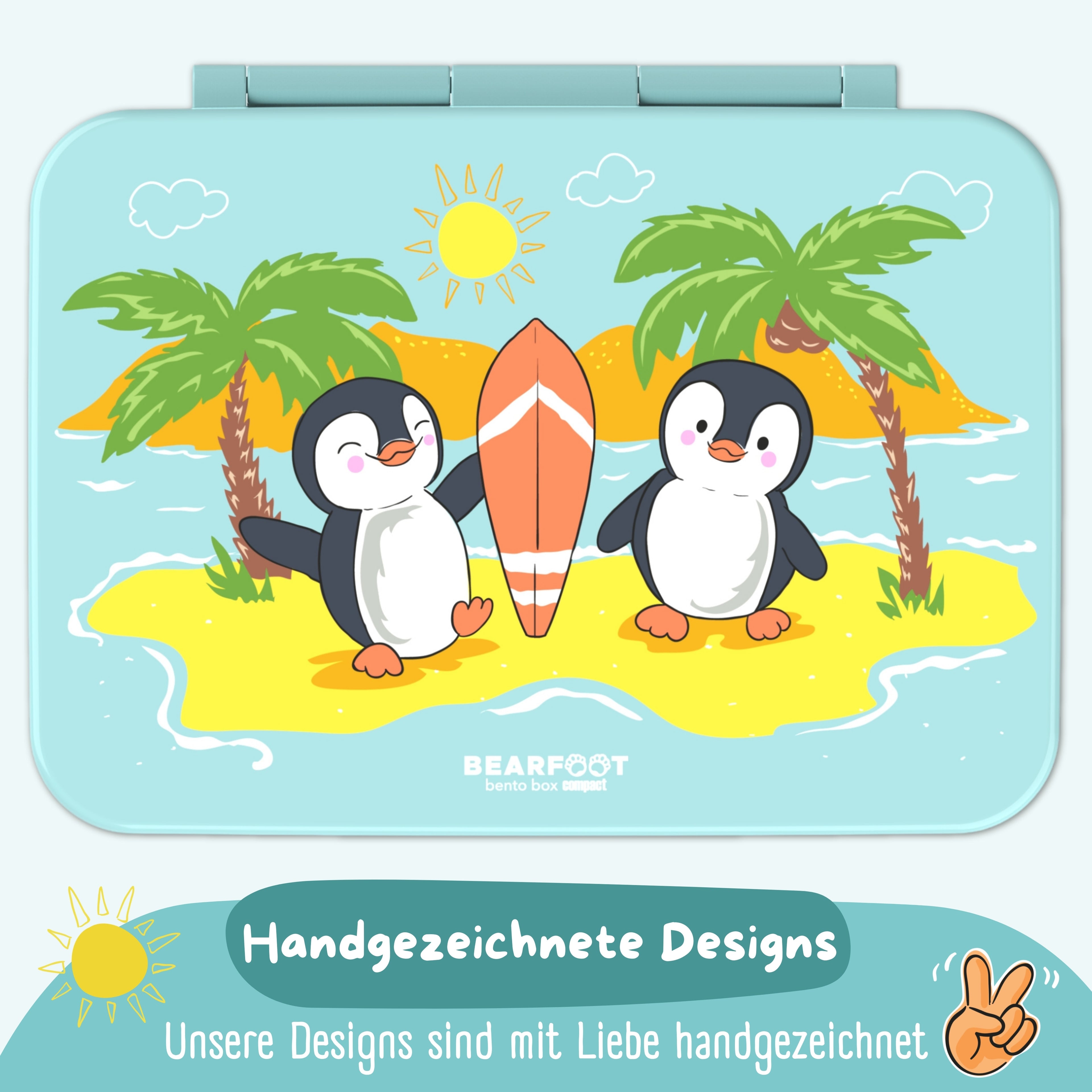 Brotdose mit Fächern, leicht & auslaufsicher - Pinguin