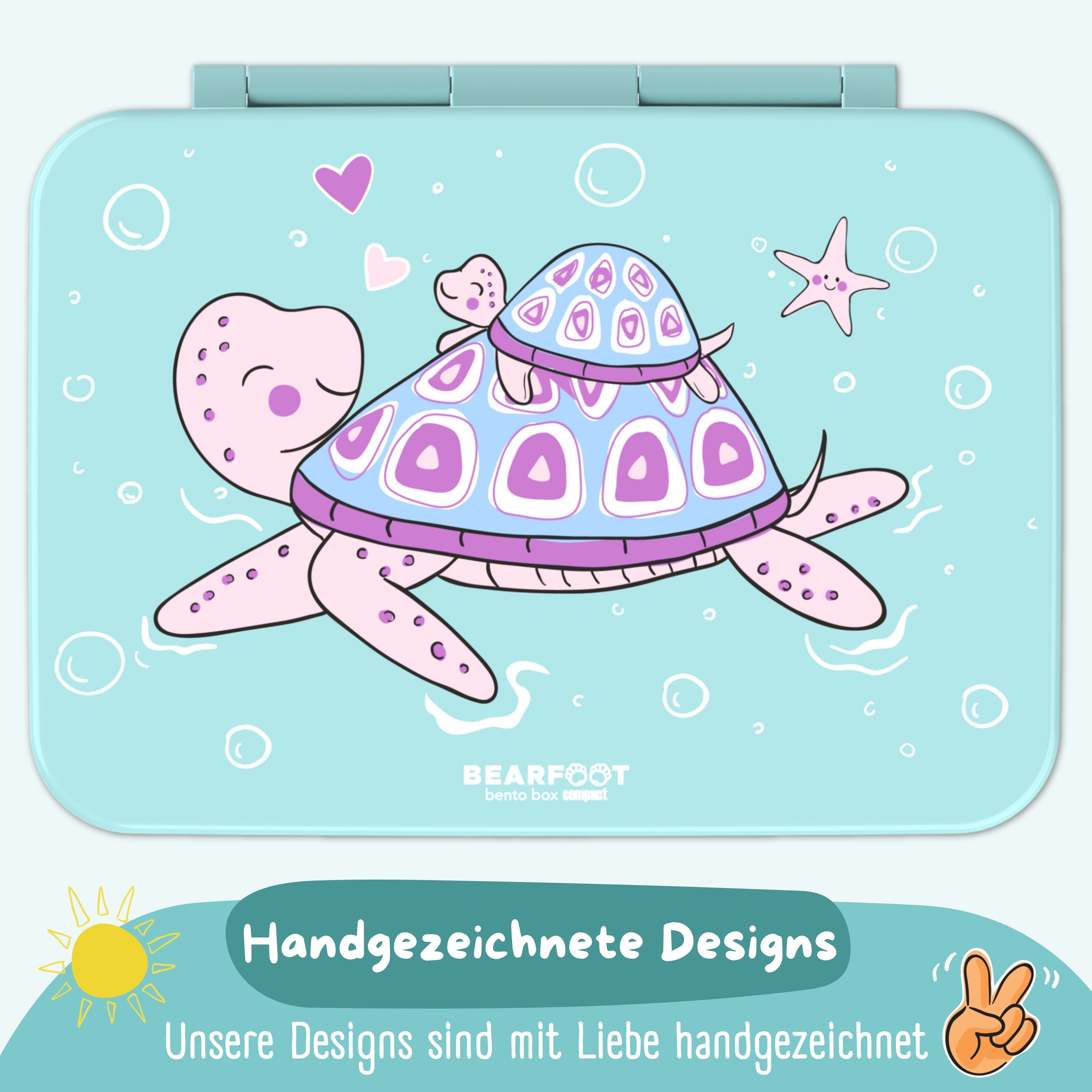 Brotdose mit Fächern, leicht & auslaufsicher - Schildkröte