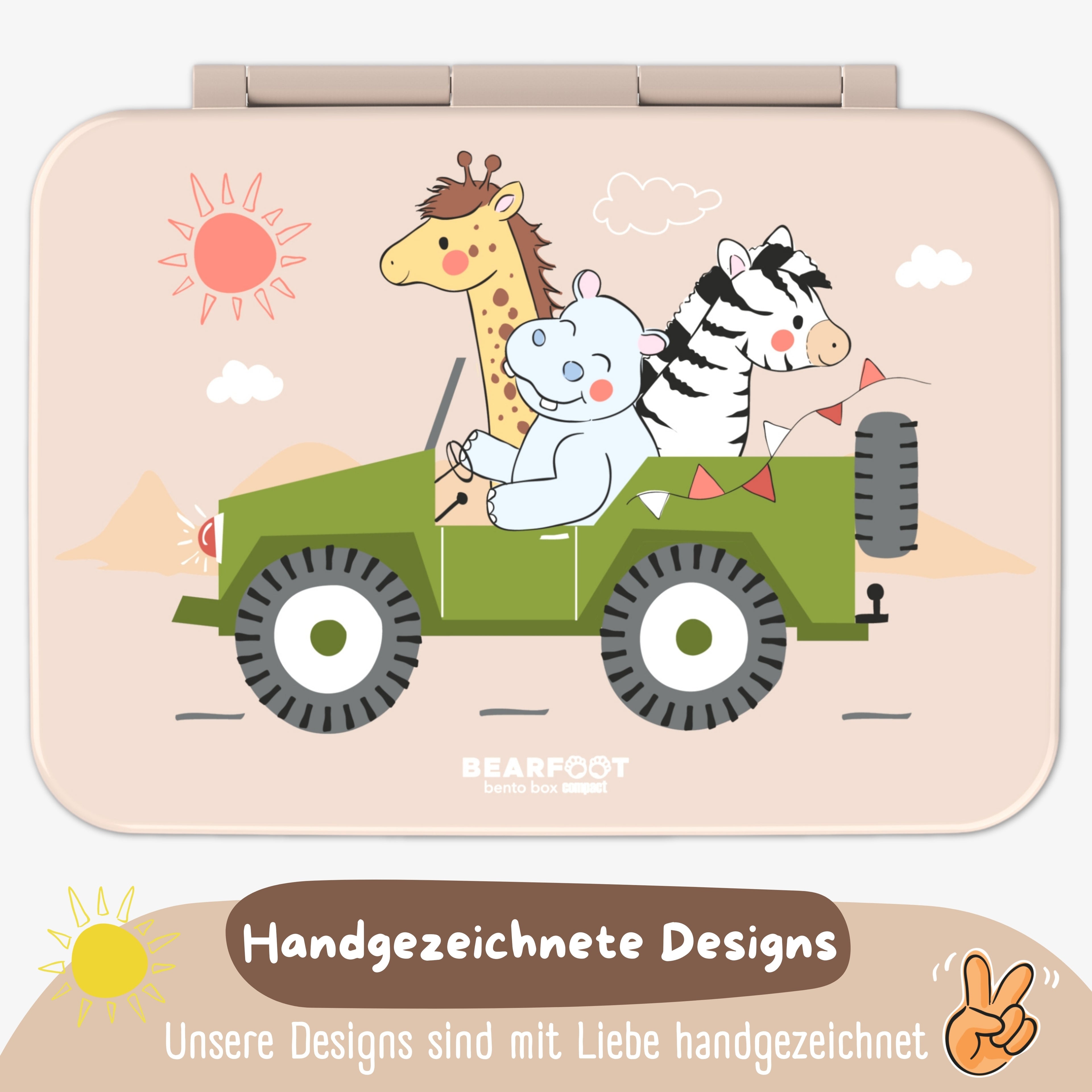 Brotdose mit Fächern, leicht & auslaufsicher - Safari braun