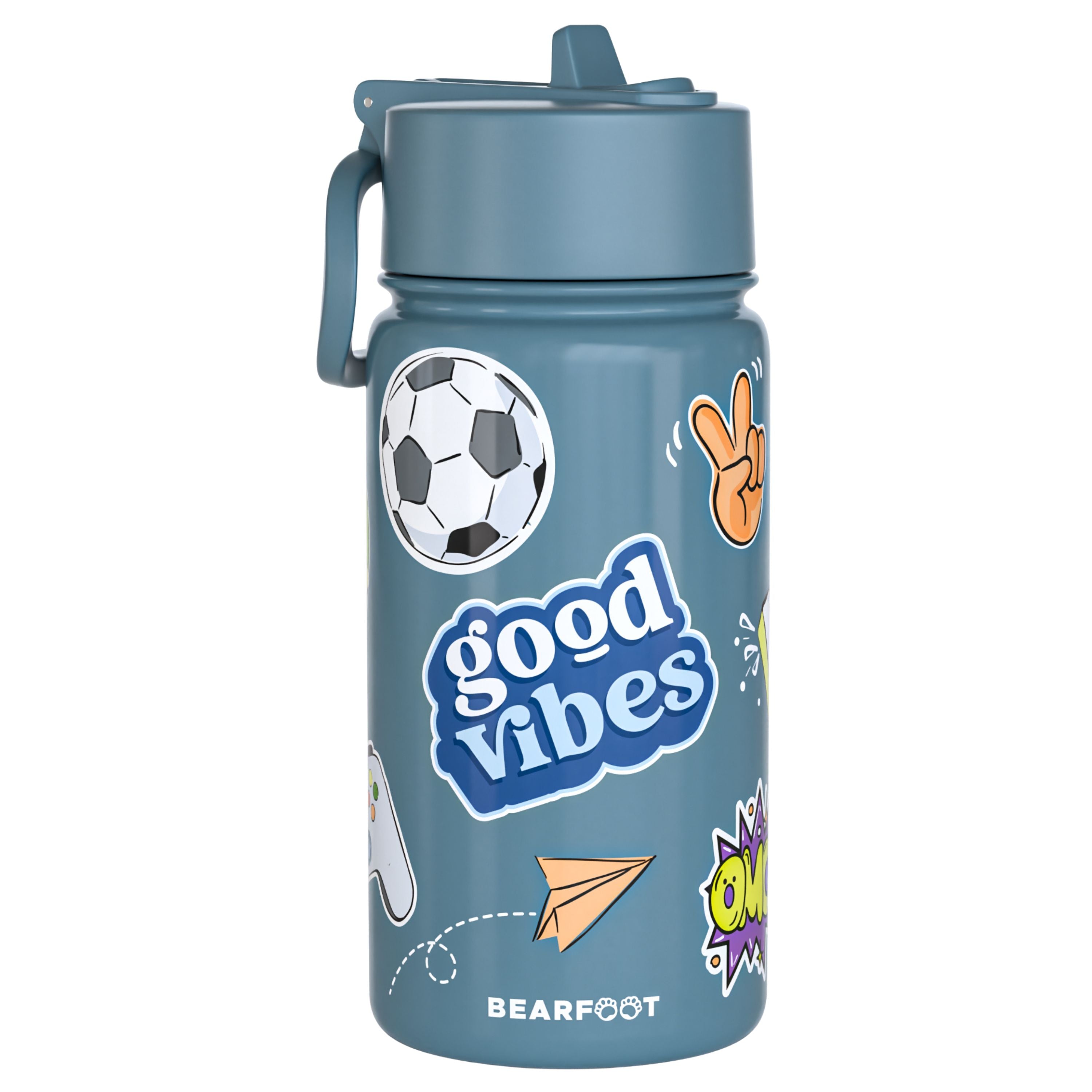 Thermo Kinder Trinkflasche Edelstahl - Sticker lila