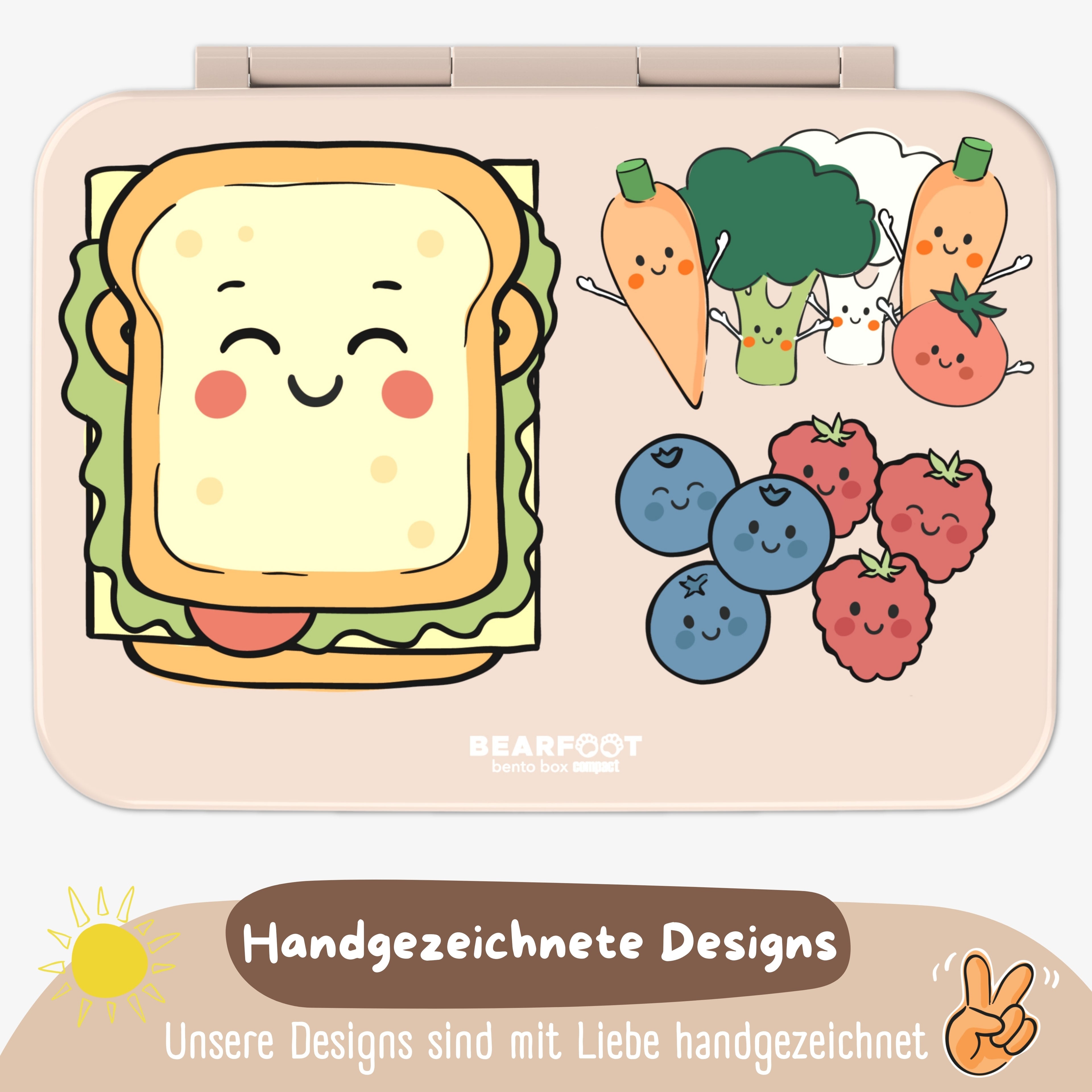 Brotdose mit Fächern, leicht & auslaufsicher -Sandwich braun