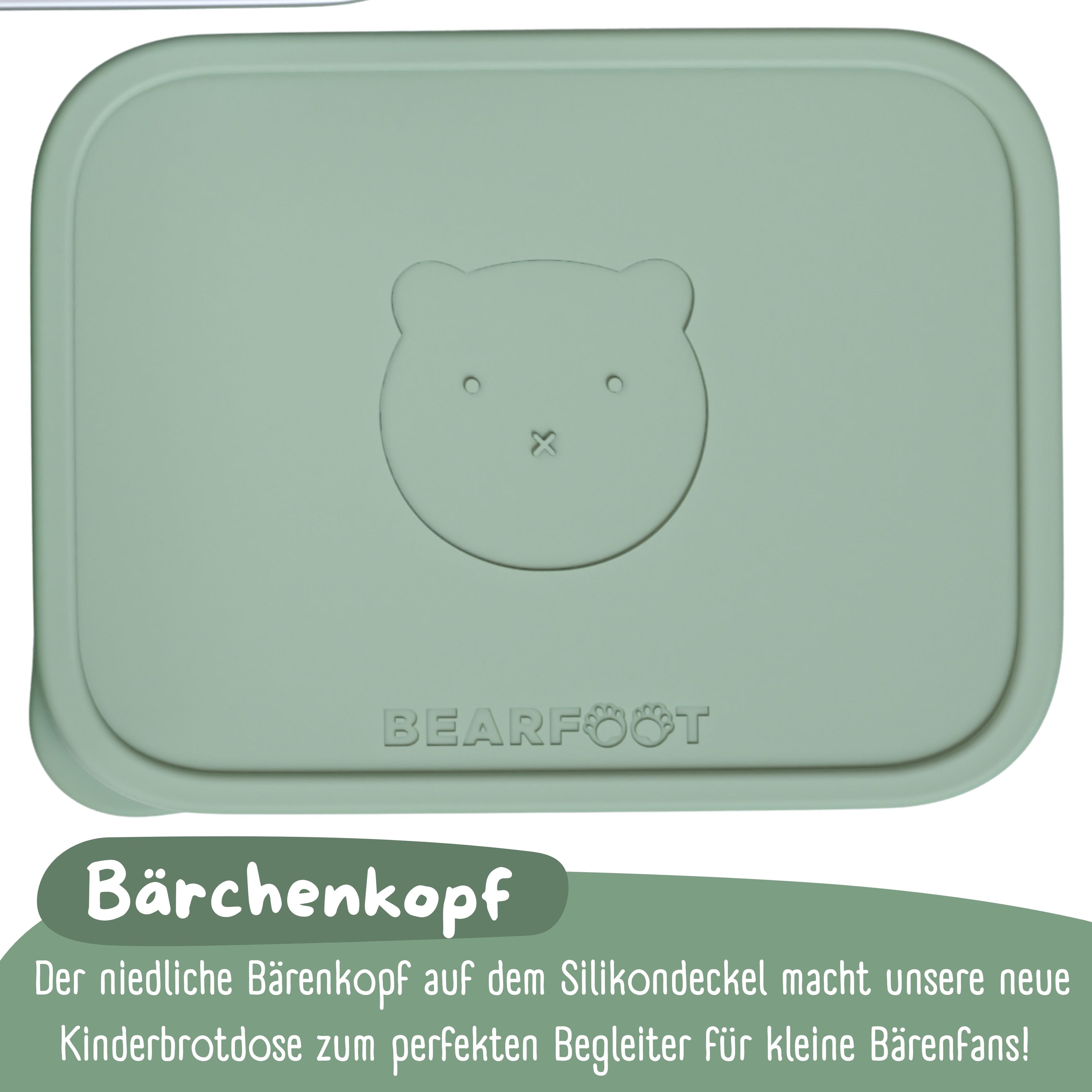 Brotdose Kinder Edelstahl mit Silikoneinsatz - Salbei