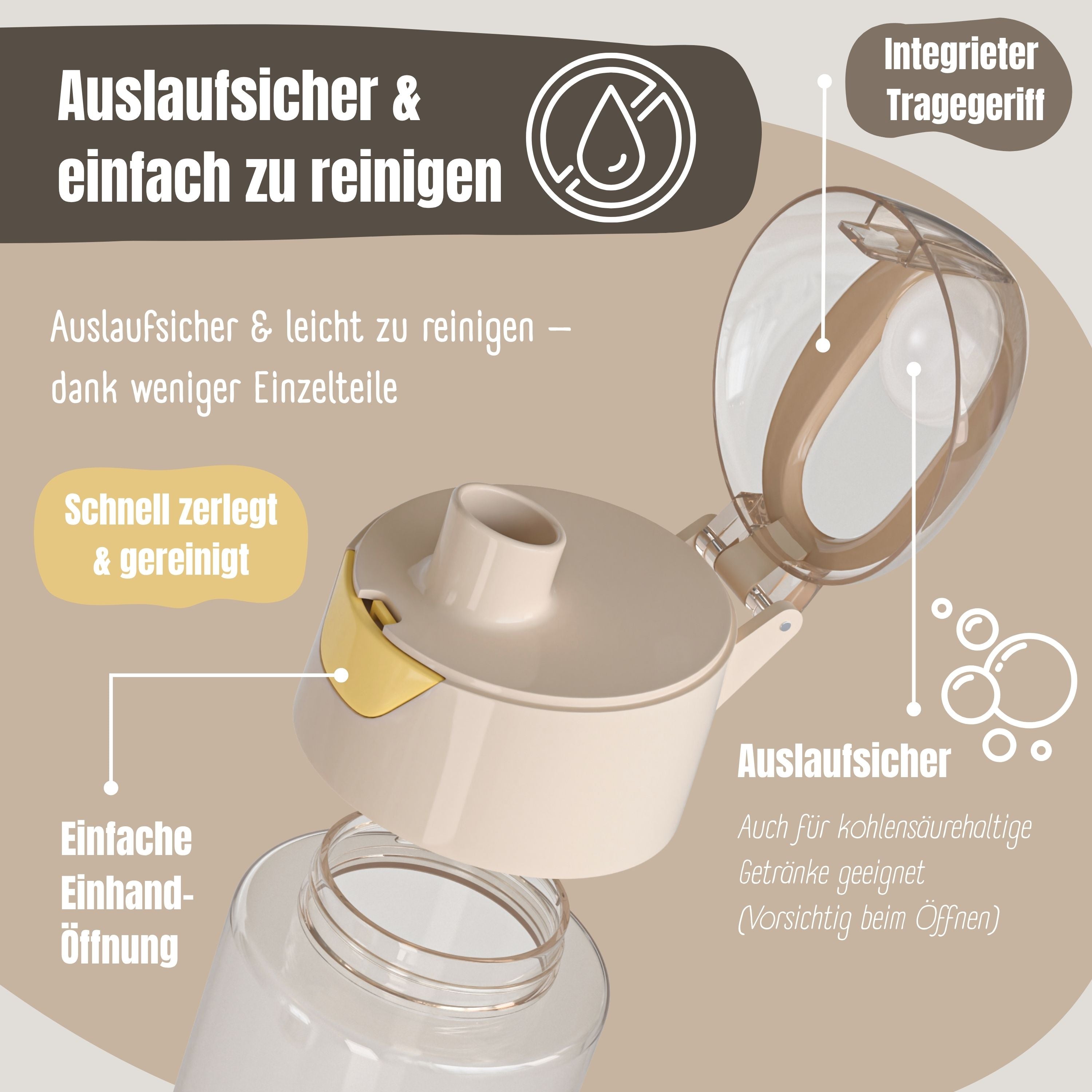 Trinkflasche Kinder, leichte Wasserflasche - Dinos