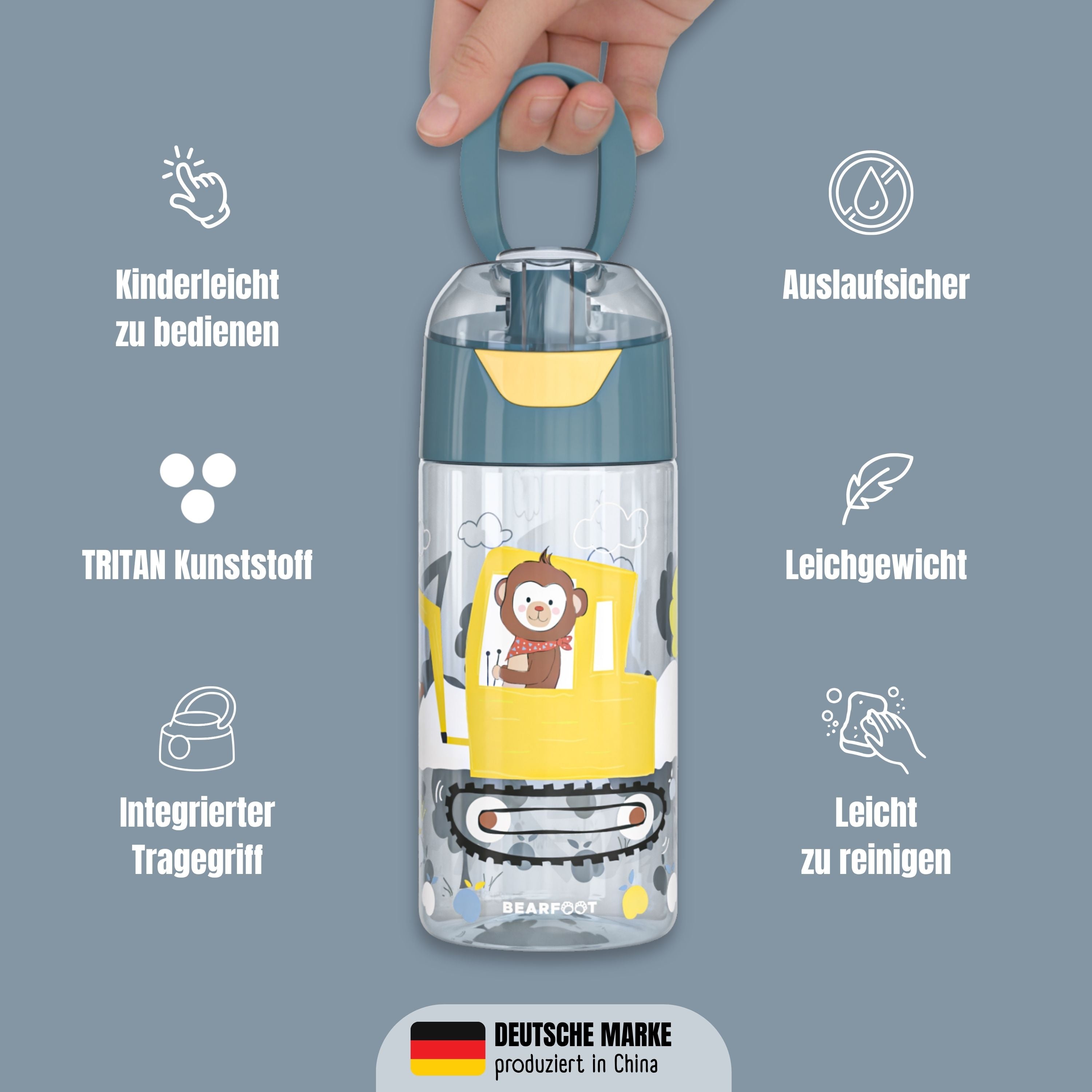 Kinderwaterfles, lichtgewicht waterfles - graafmachine & aap