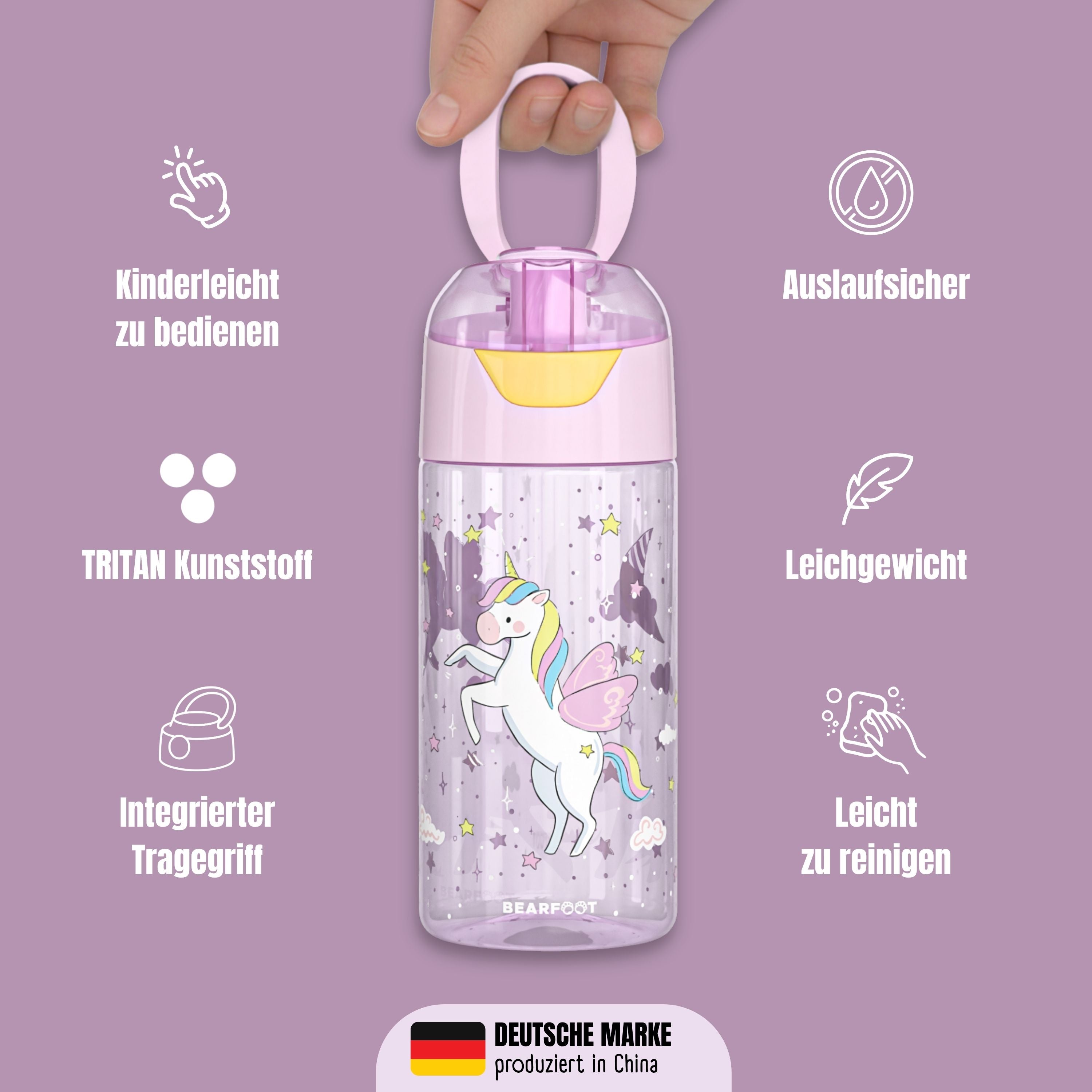 Kinderwaterfles, lichtgewicht waterfles - eenhoorn