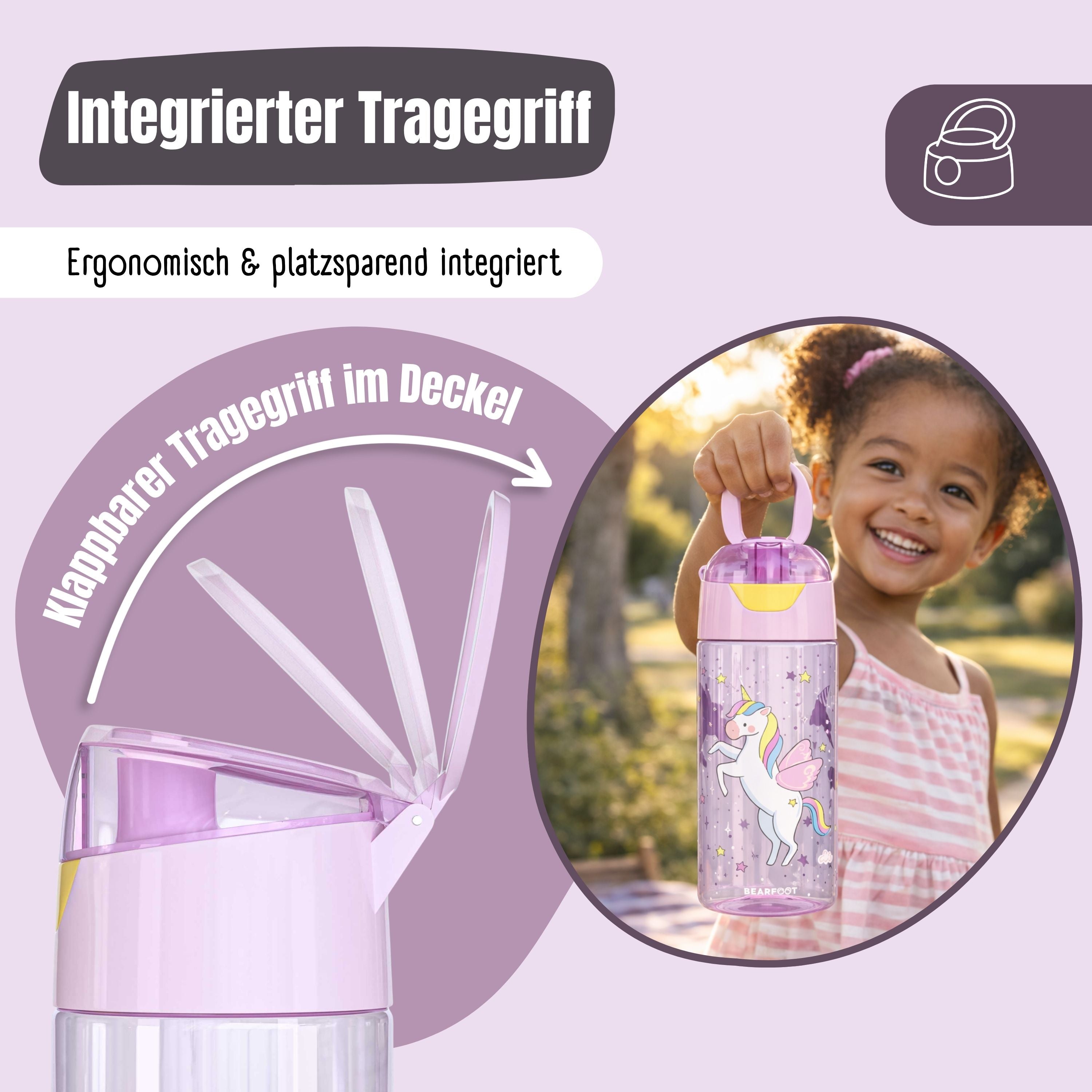 Trinkflasche Kinder leichte Wasserflasche - Hund & Katze pink