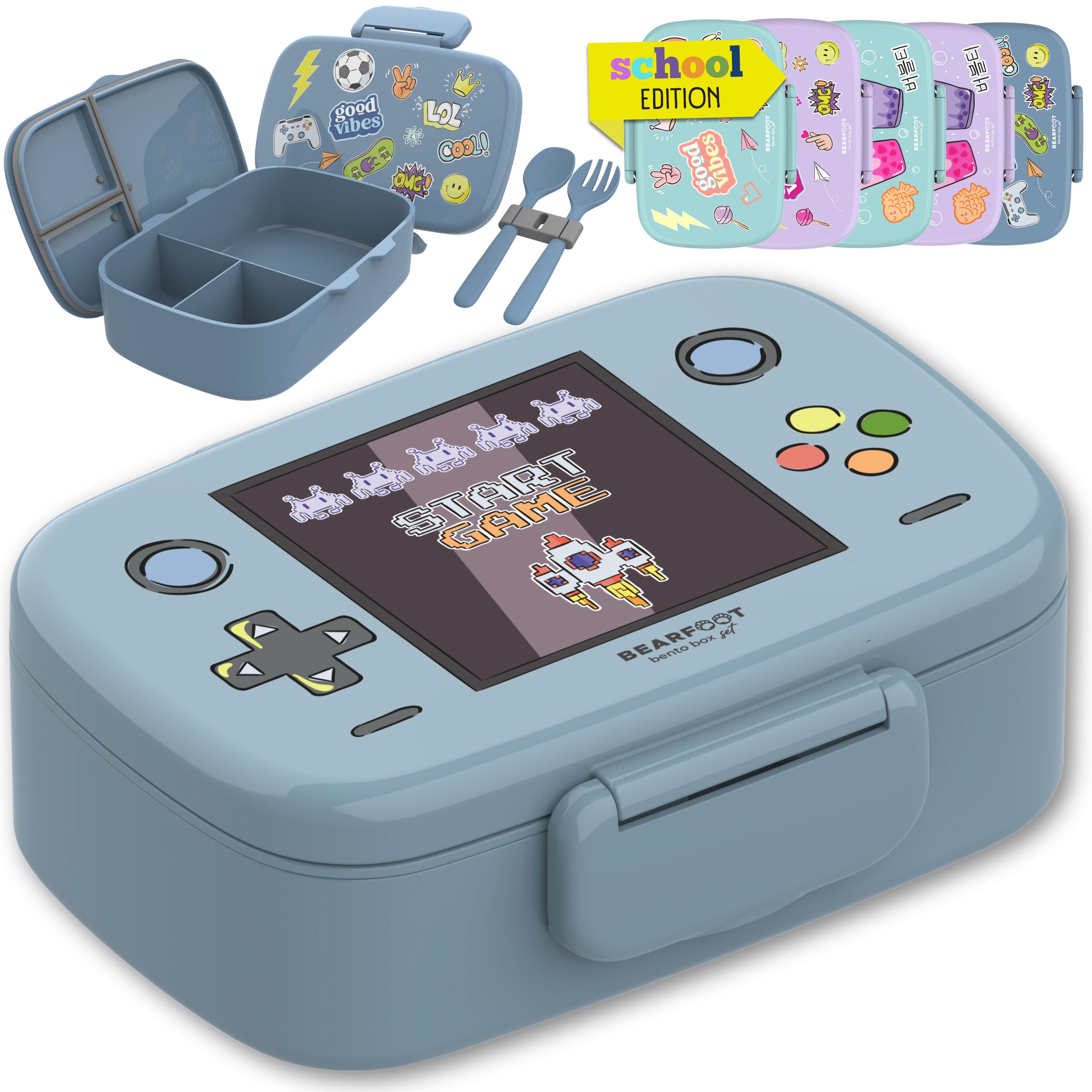 Brotdose Kinder mit Fächern, leicht & auslaufsicher - Game