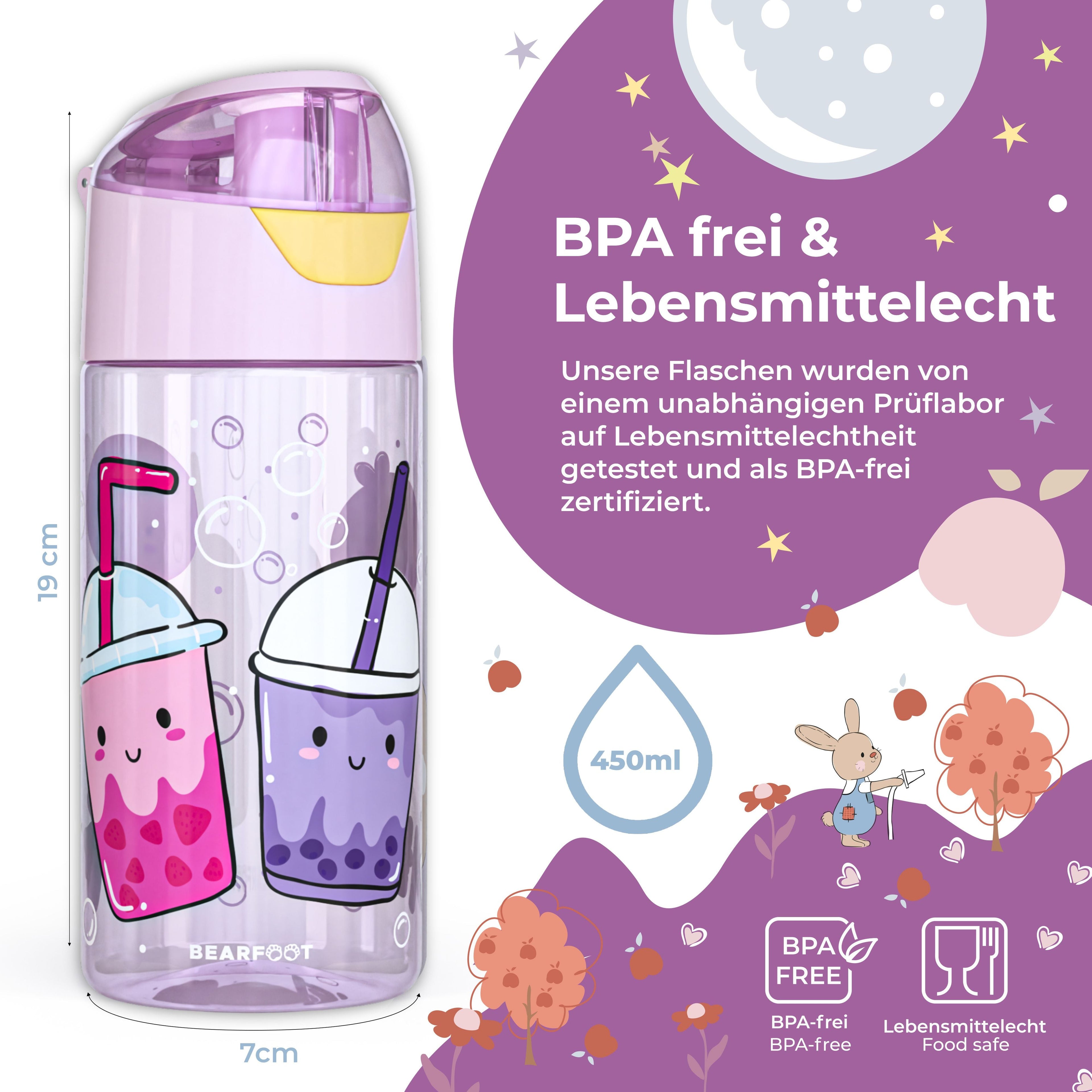 Trinkflasche Kinder, leichte Wasserflasche - Bubble Tea