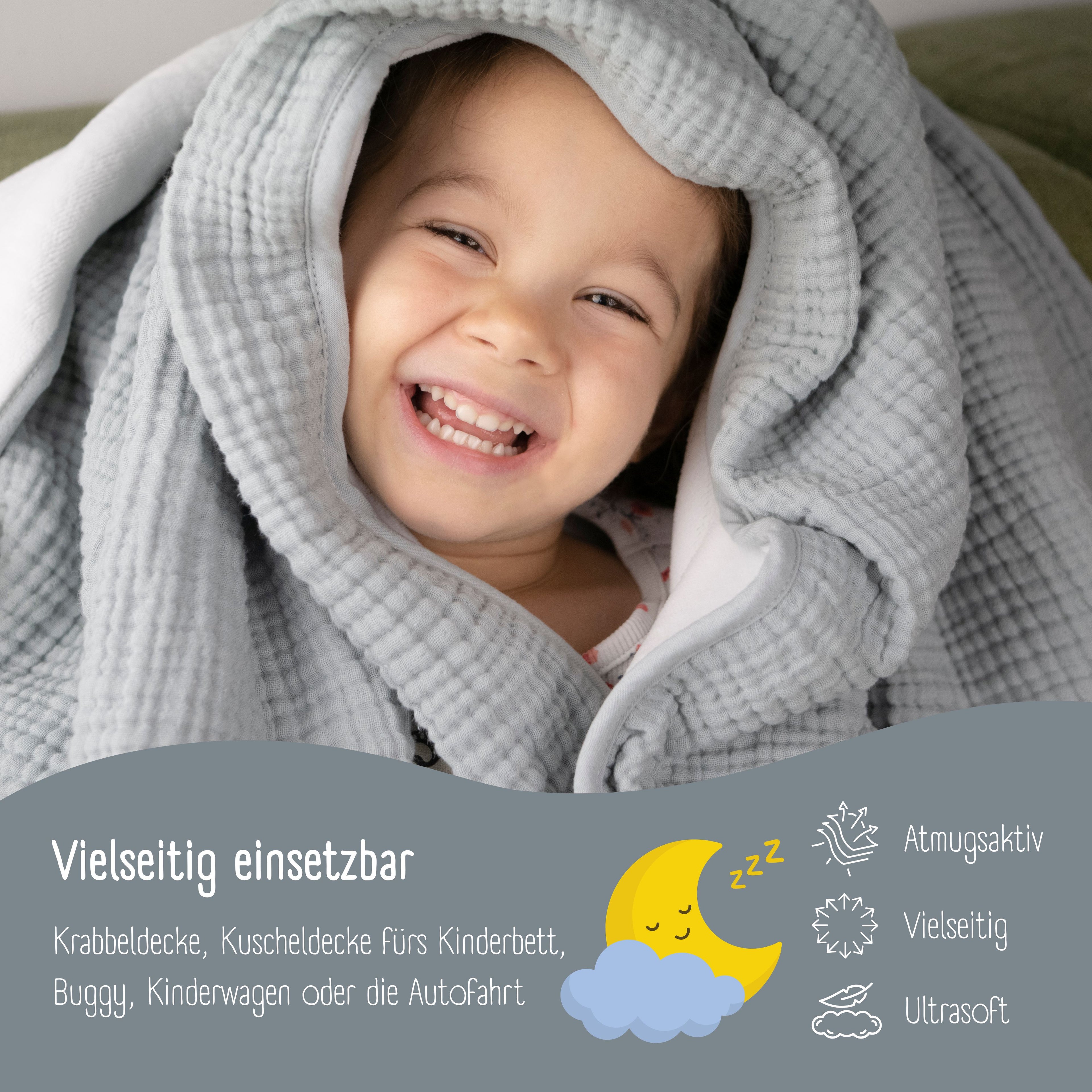 Couverture bébé en mousseline polaire moelleuse et douce - gris