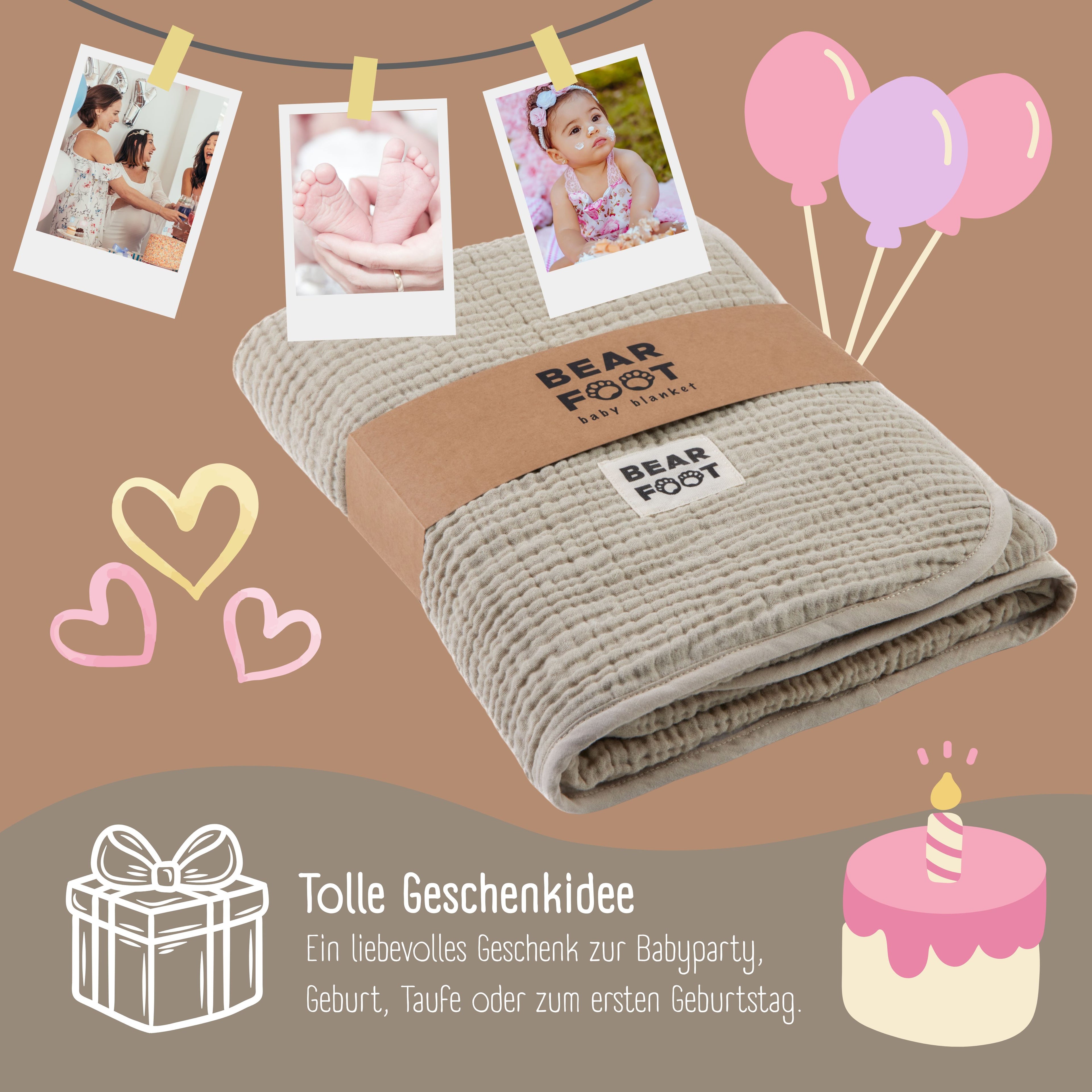 Couverture bébé en mousseline polaire moelleuse et douce - marron