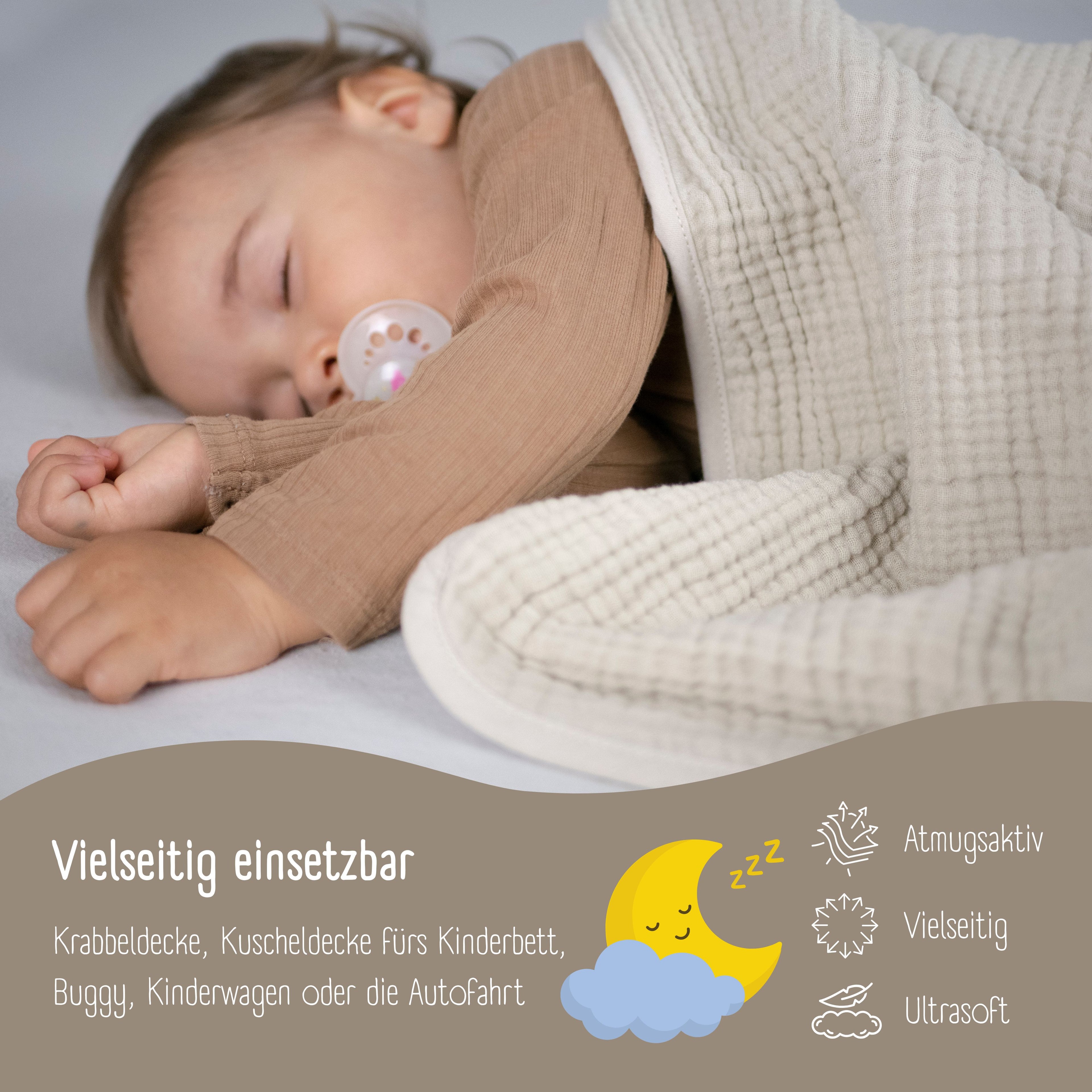 Couverture bébé en mousseline polaire moelleuse et douce - marron