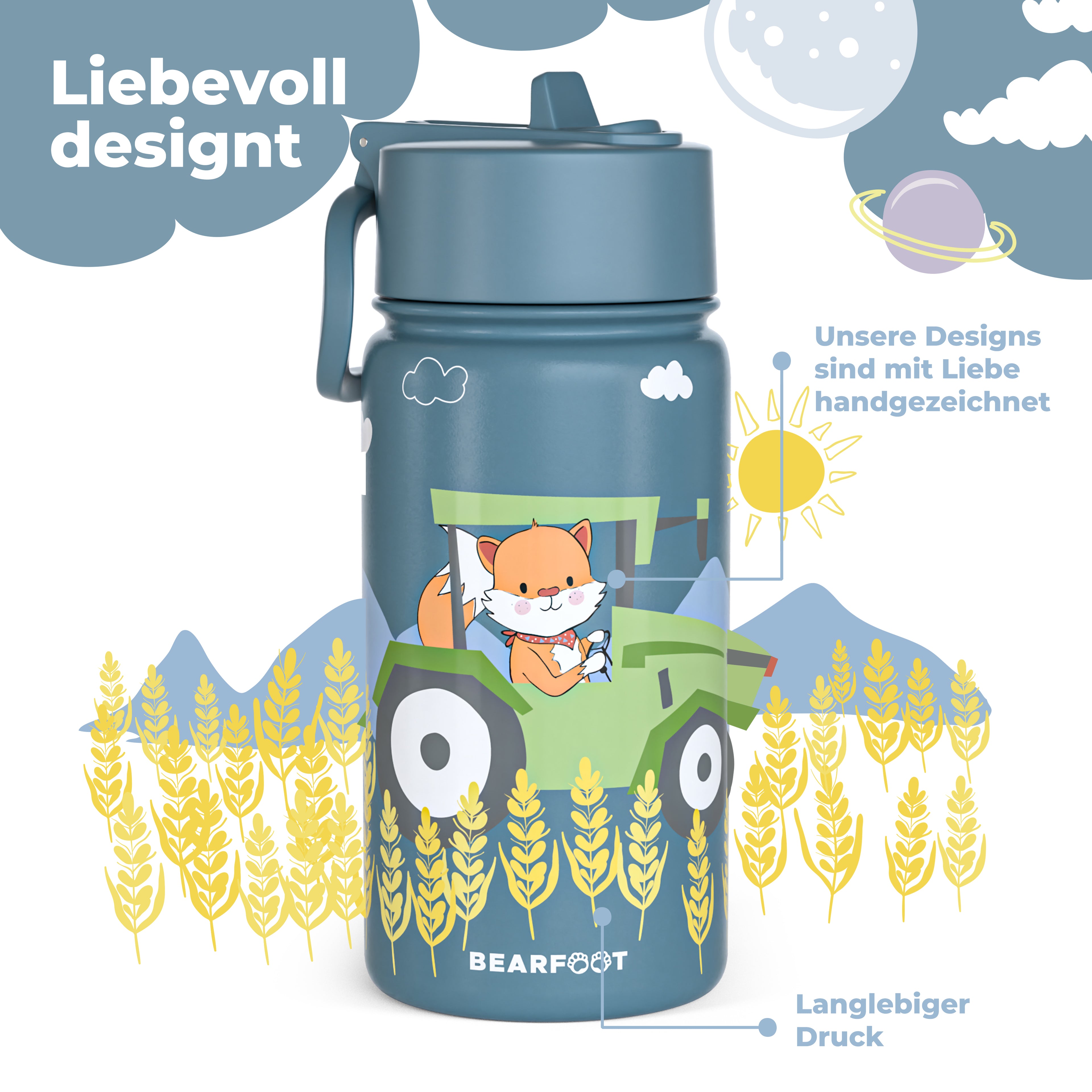Thermo kinderdrinkfles RVS - tractor