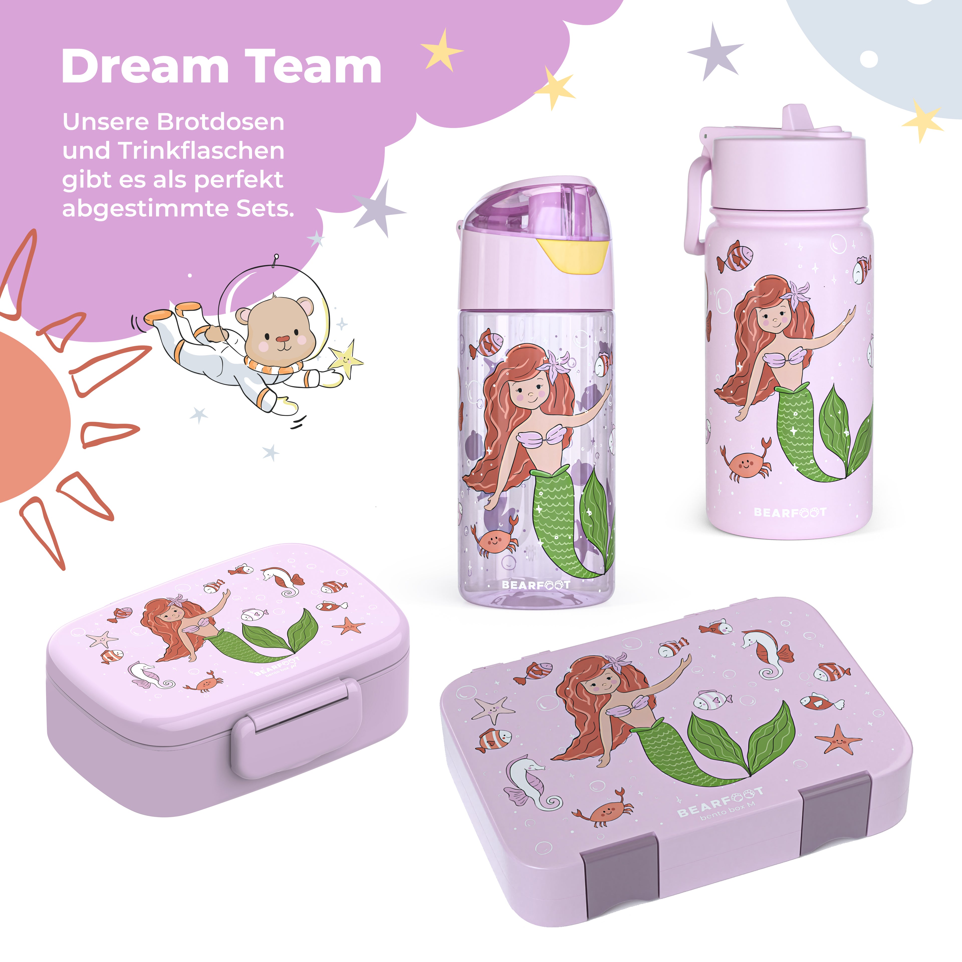 Thermo kinderdrinkfles RVS - zeemeermin paars