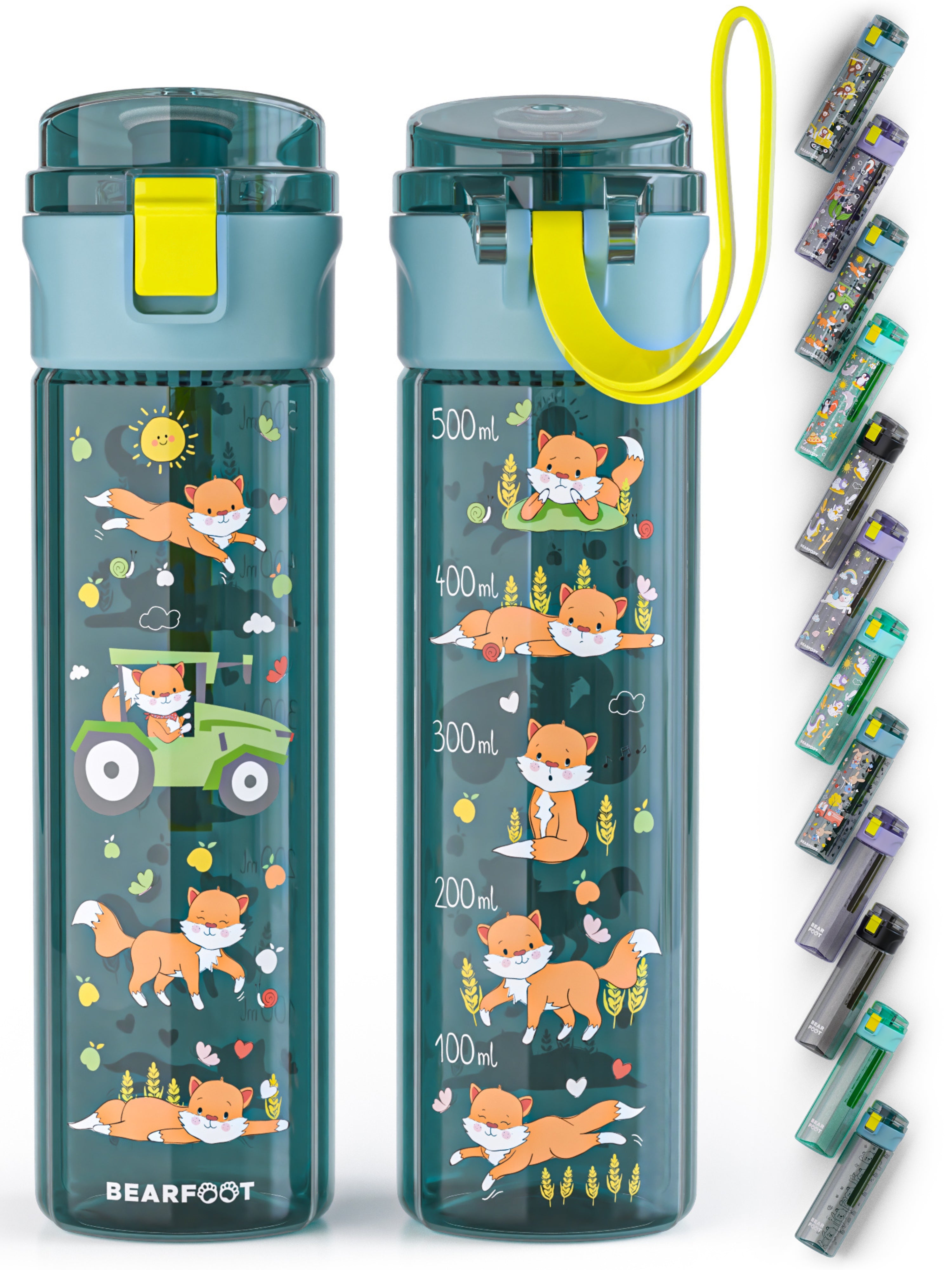 Trinkflasche Kinder, 500ml, leicht - Traktor-blau