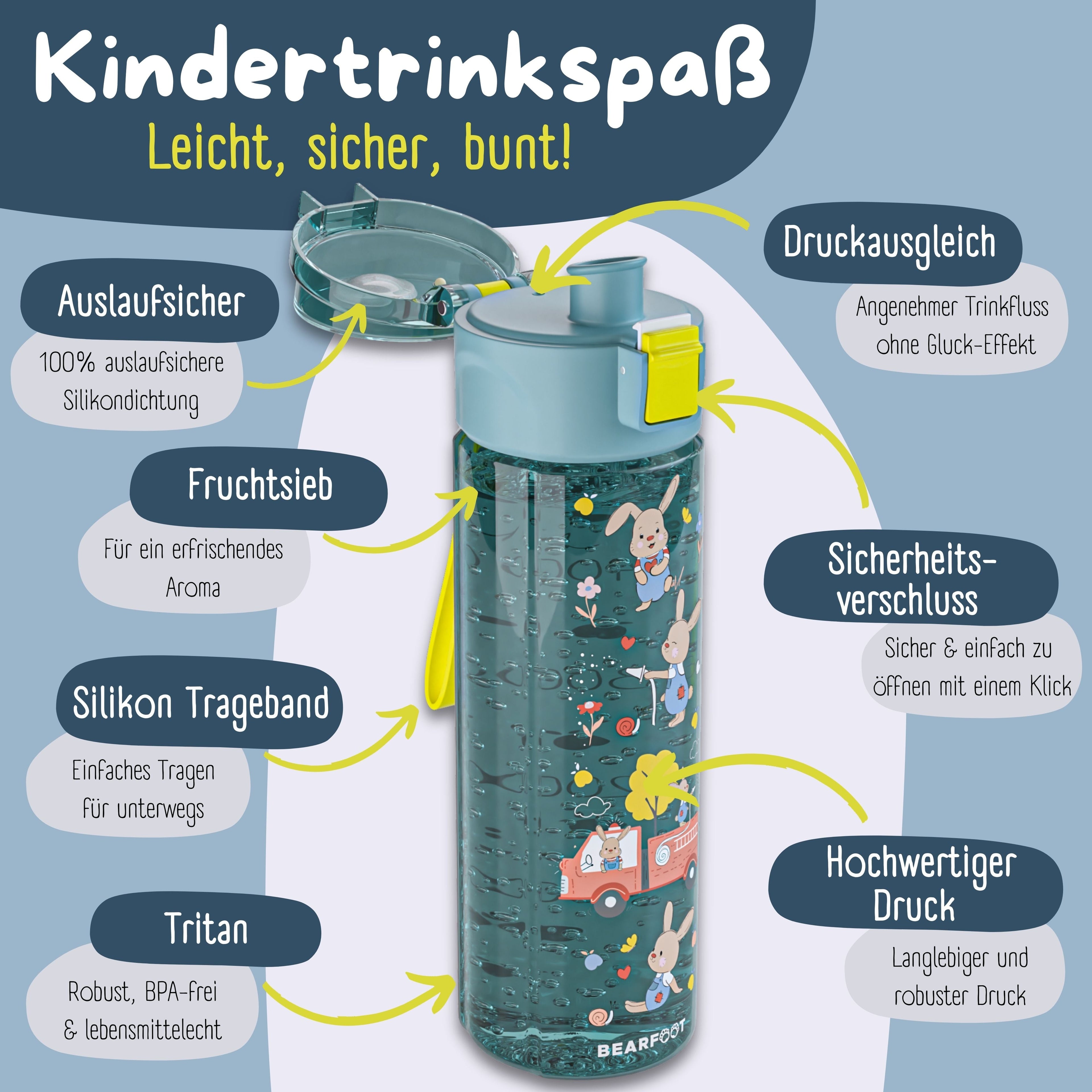 Kinderdrinkfles, 500 ml, lichtgewicht - brandweer blauw