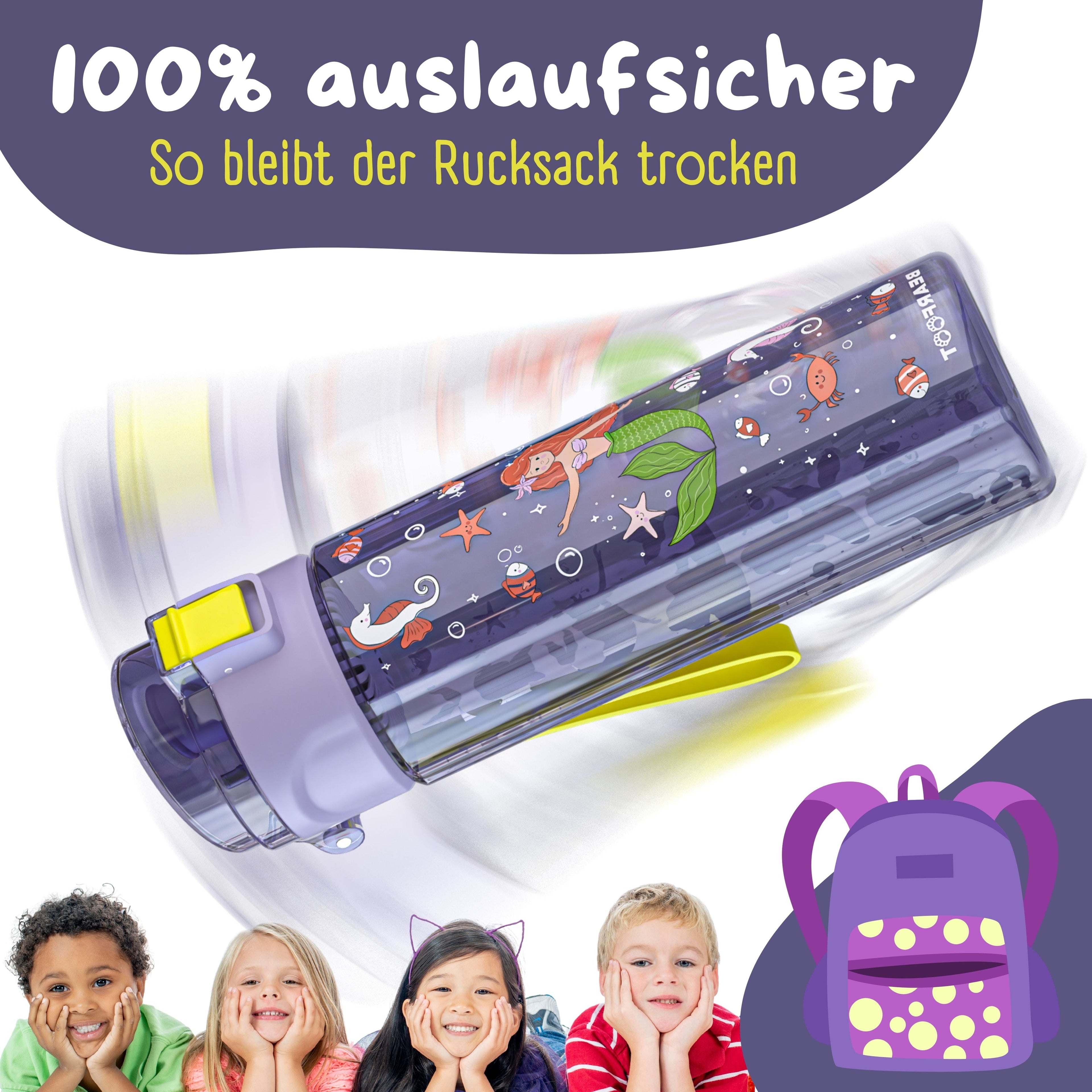 Trinkflasche Kinder, 500ml, leicht - Meerjungfrau-lila