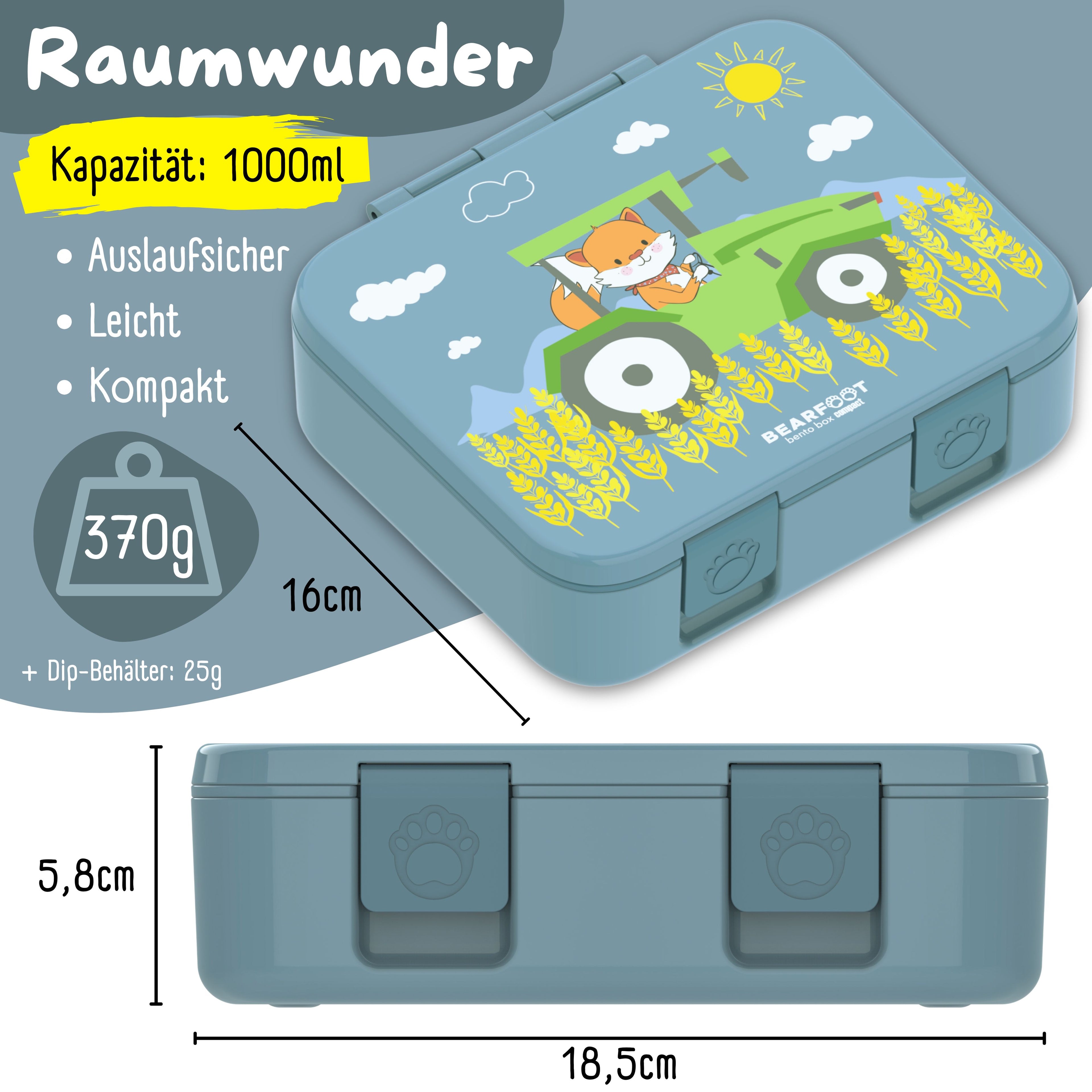 Brotdose mit Fächern, leicht & auslaufsicher - Traktor