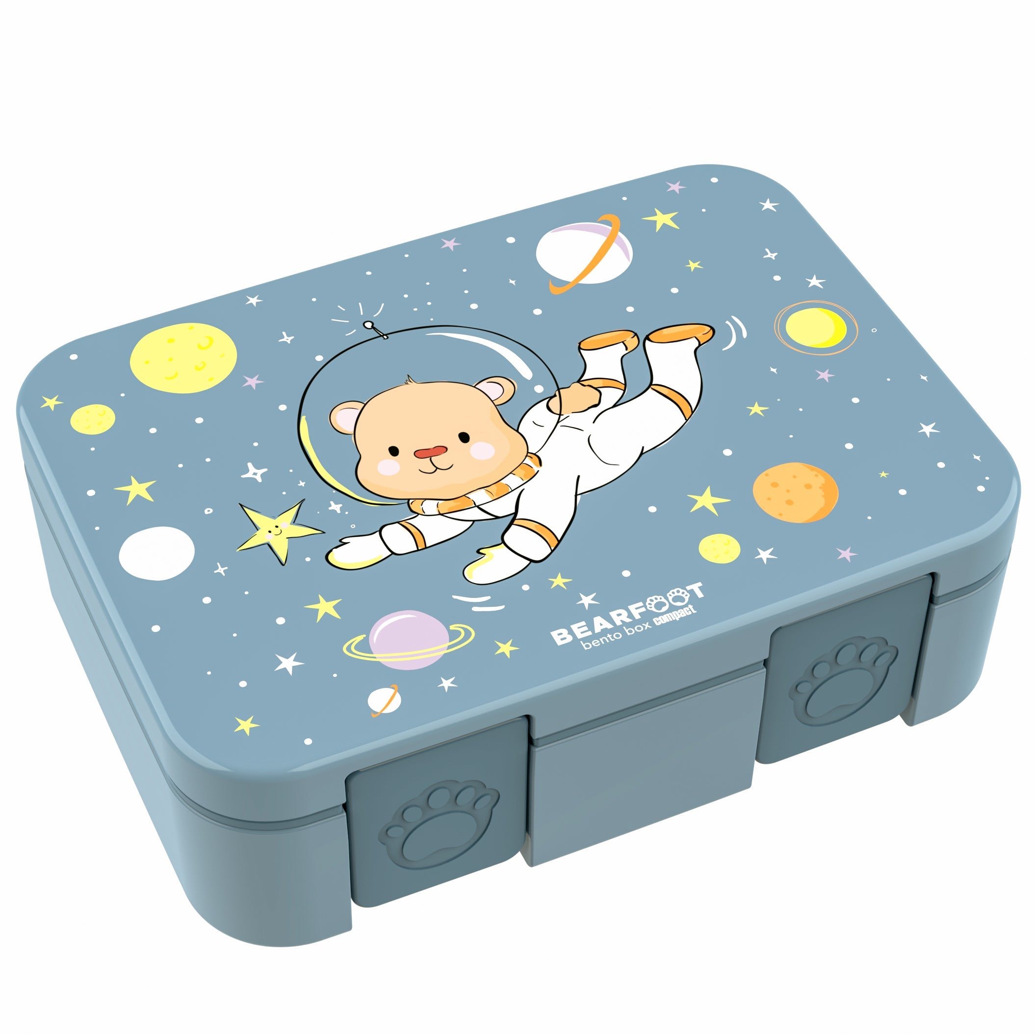 Brotdose mit Fächern, leicht & auslaufsicher - Bär blau