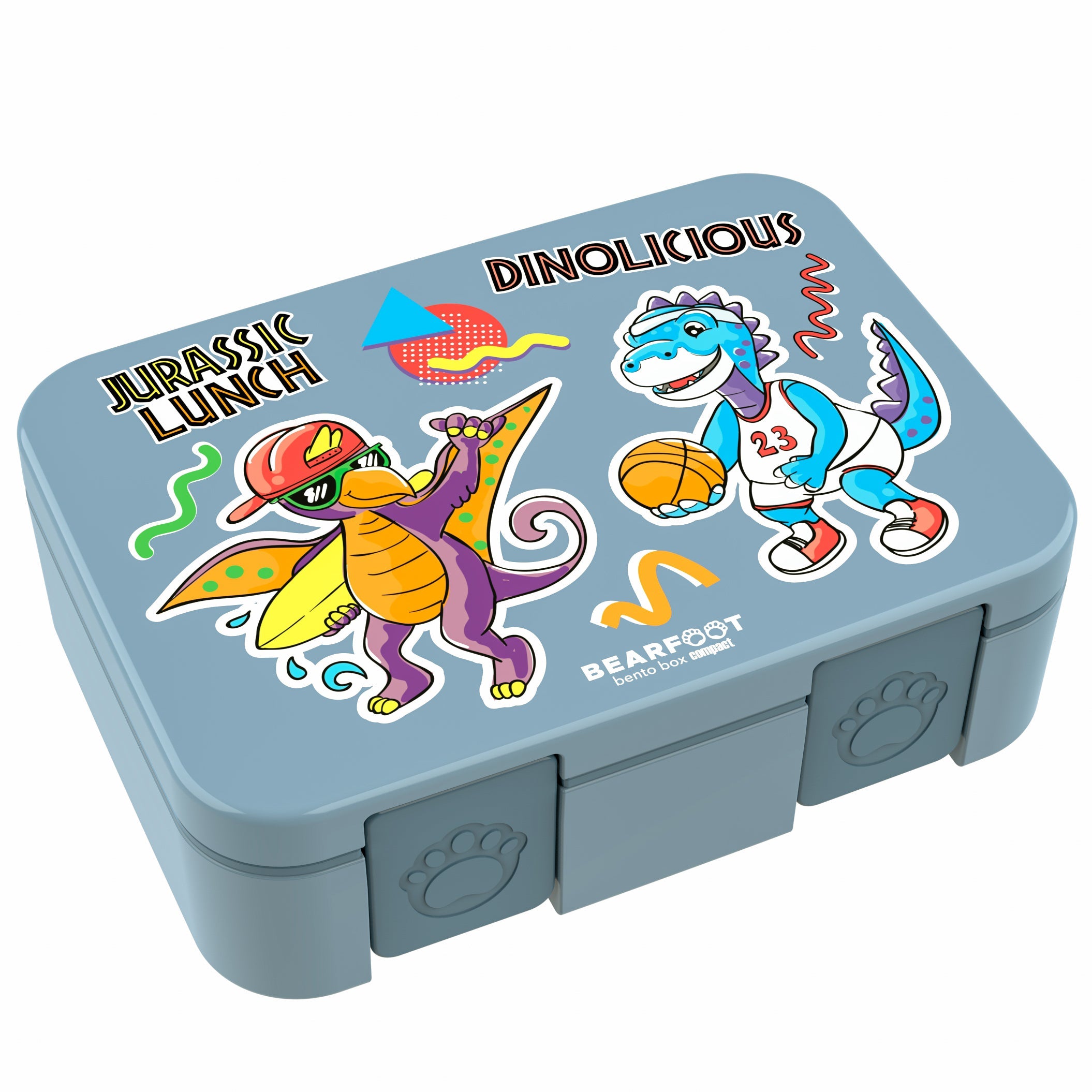 Brotdose mit Fächern, leicht & auslaufsicher - Dinos blau