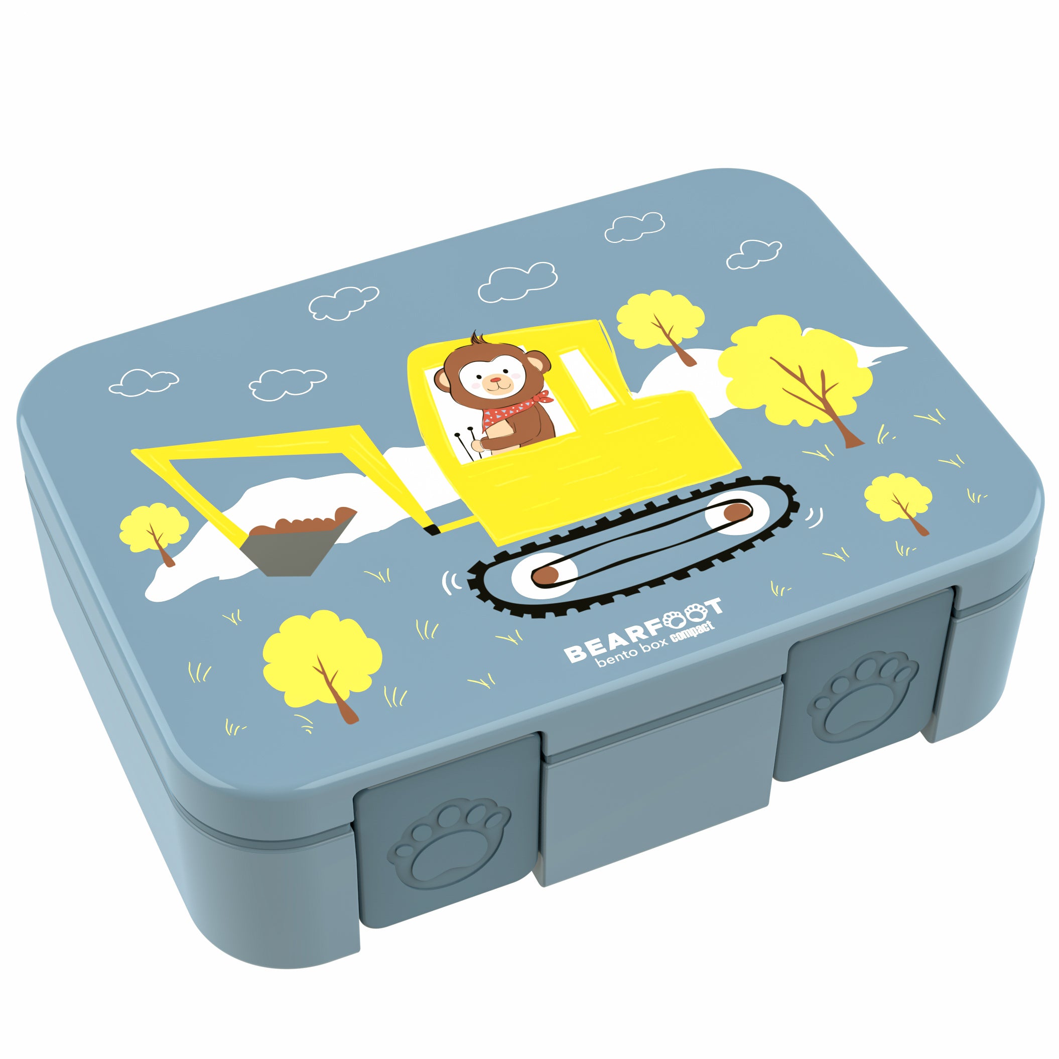 Brotdose mit Fächern, leicht & auslaufsicher - Bagger blau