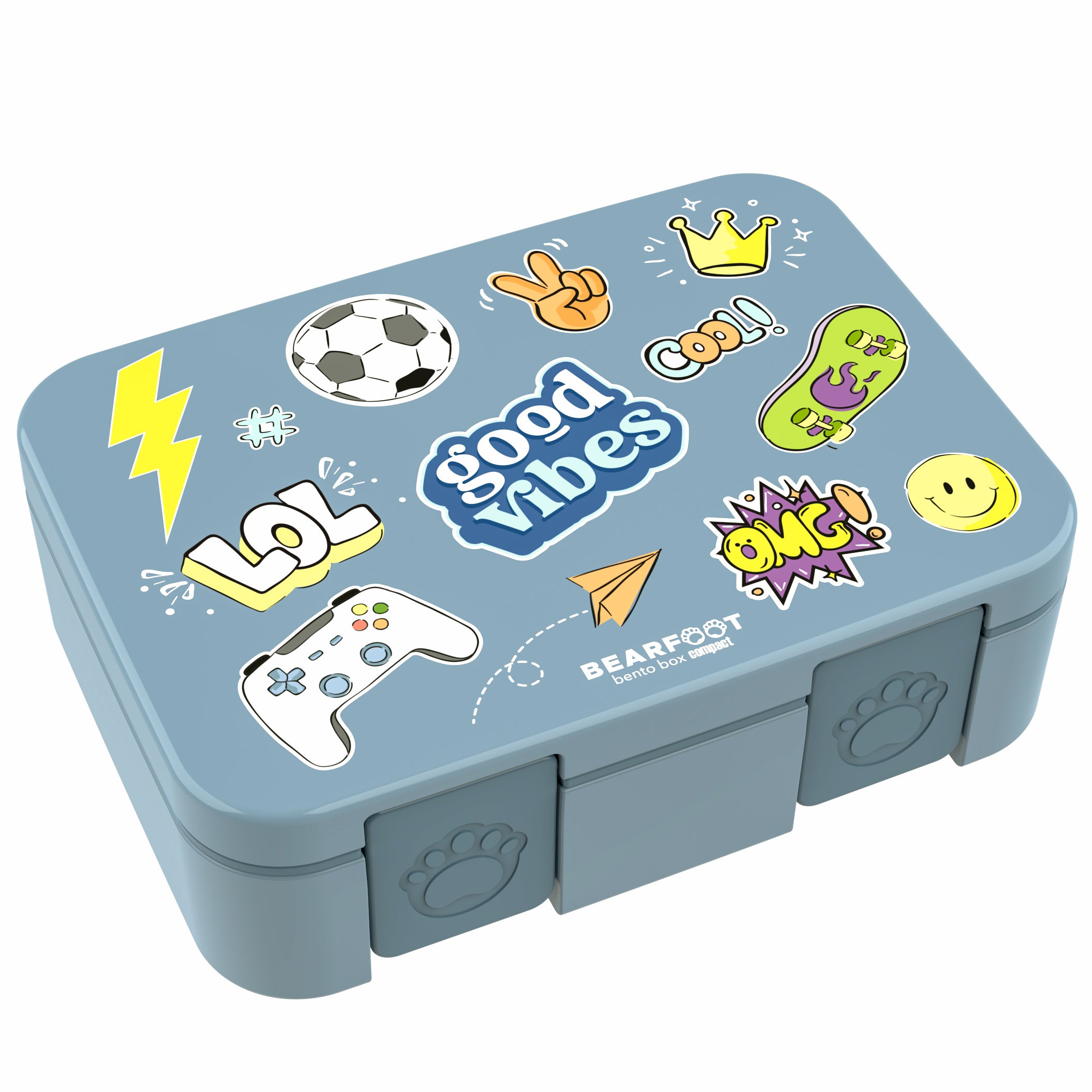 Brotdose mit Fächern, leicht & auslaufsicher - Sticker blau