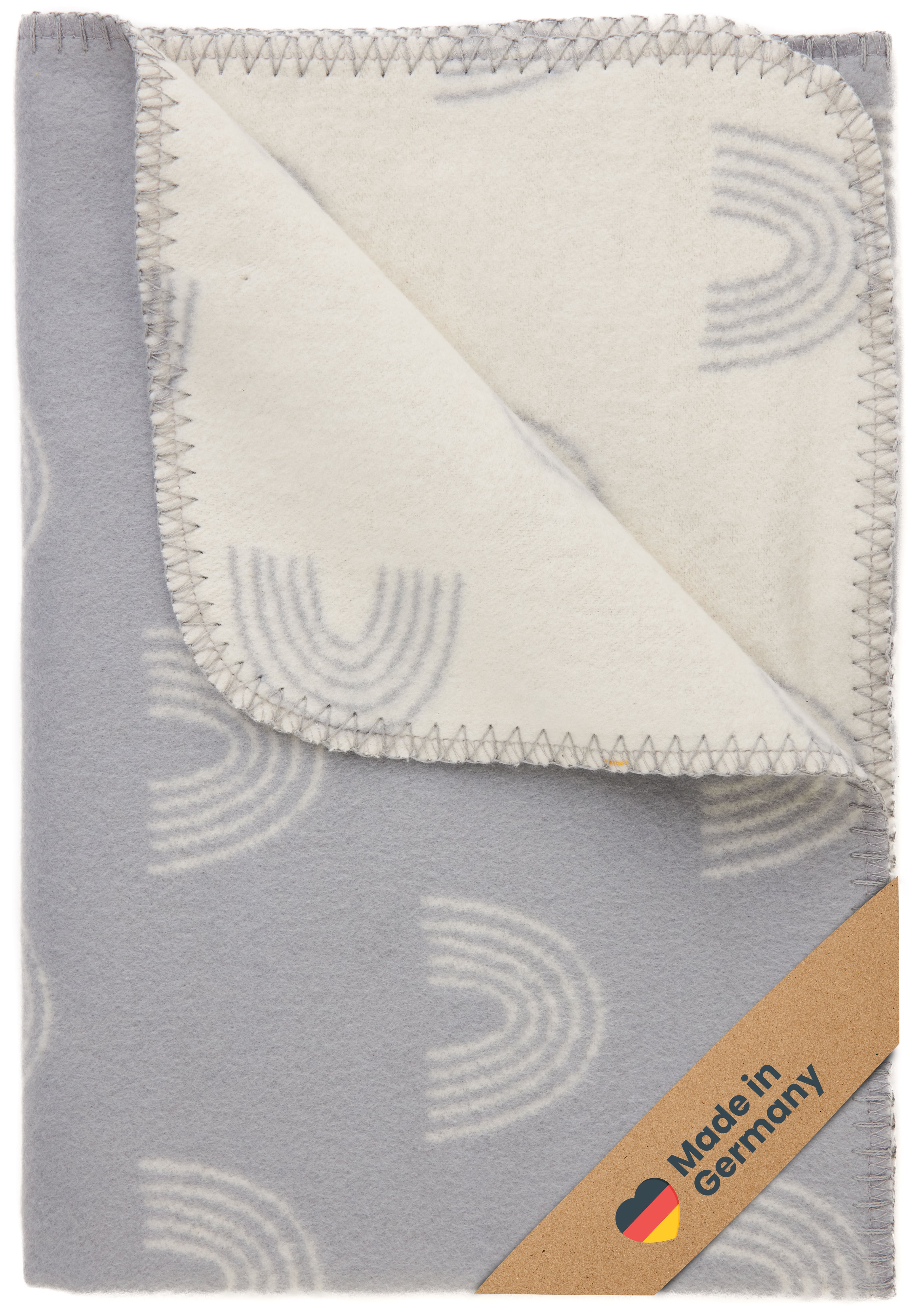 Babydecke Bio Baumwolle, Made in Germany, Regenbogen - grau