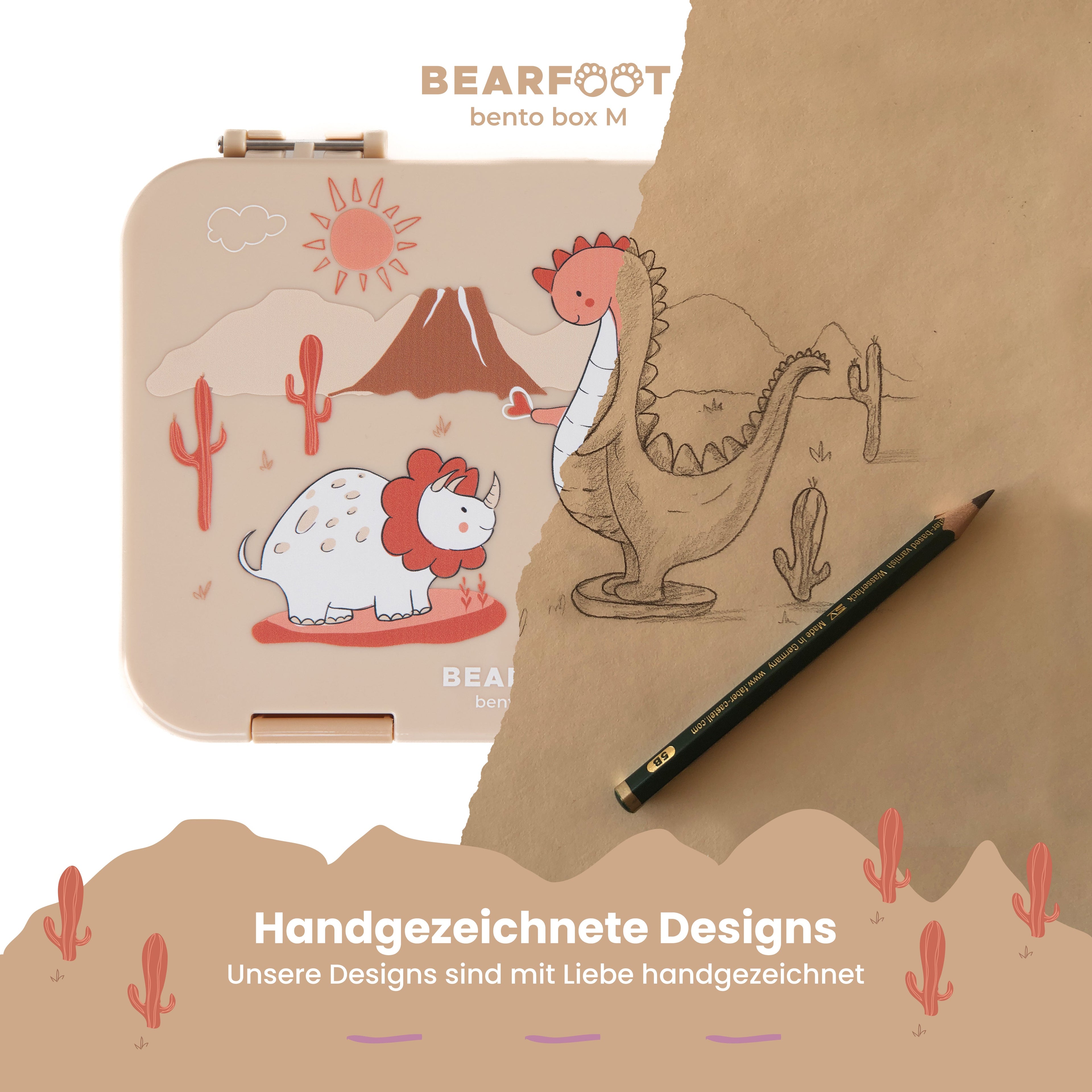 Brotdose Kinder mit Fächern, Lunchbox, Bento box - Dinos